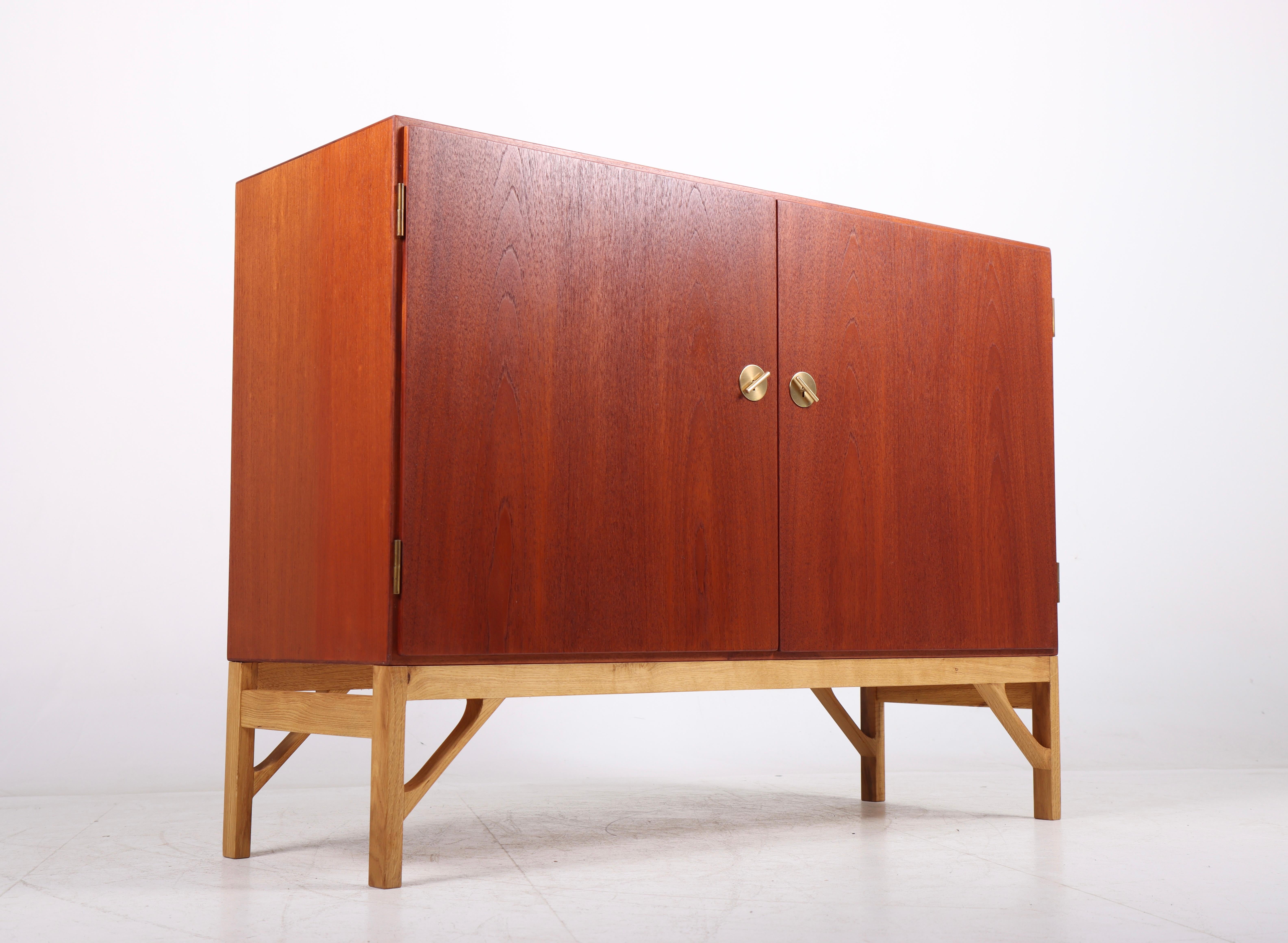 Brass Scandinavian Modern Cabinet in Teak by Børge Mogensen, 1960s For Sale