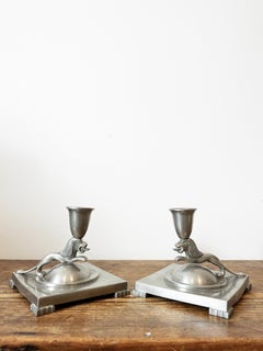 Scandinavian Modern Candleholders in Pewter -1935