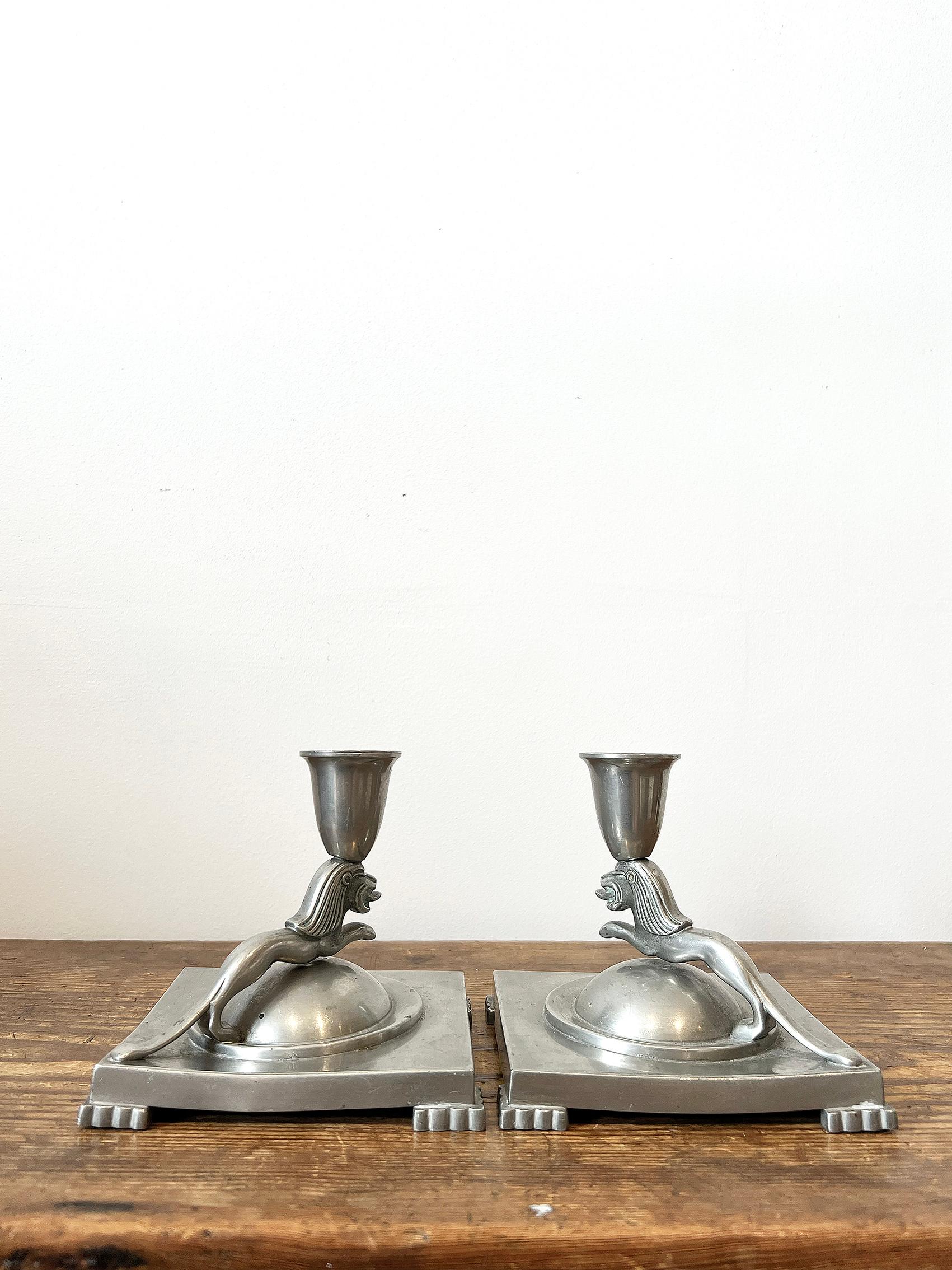 Mid-20th Century Scandinavian Modern Candleholders in Pewter -1935 For Sale