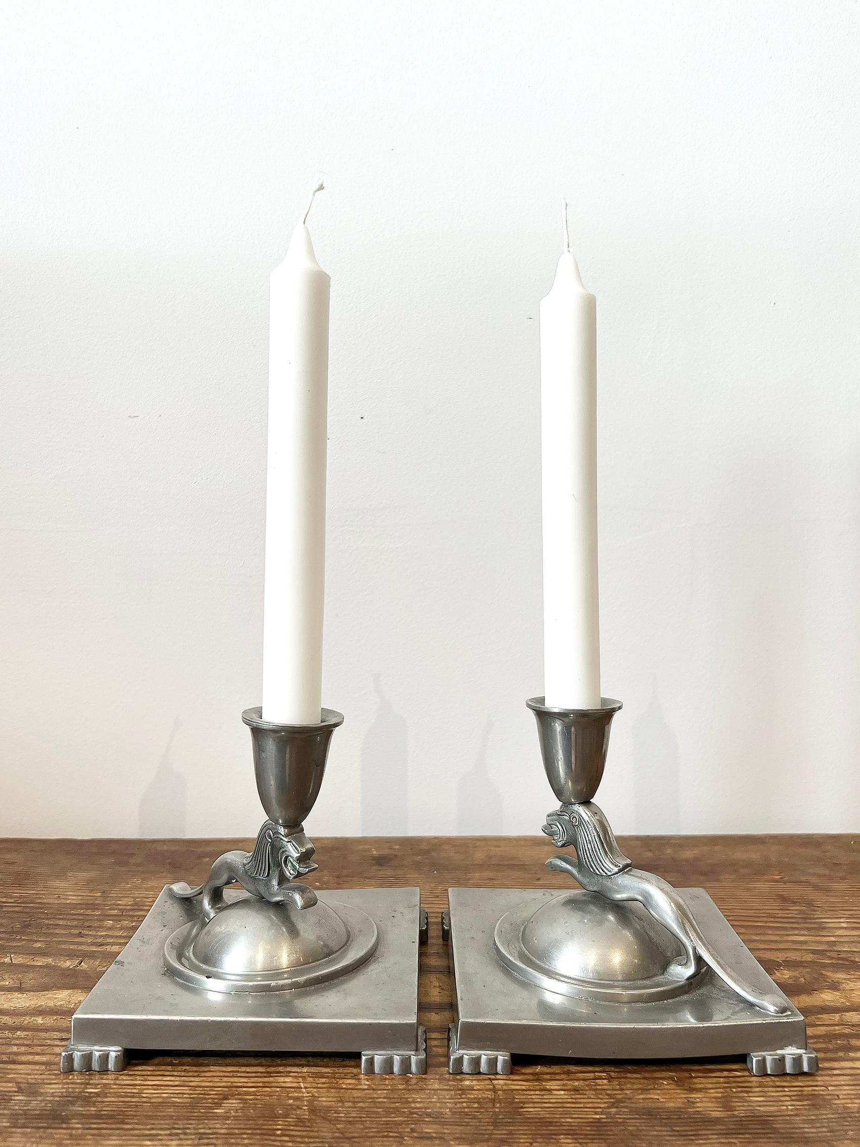 Scandinavian Modern Candleholders in Pewter -1935 For Sale 2