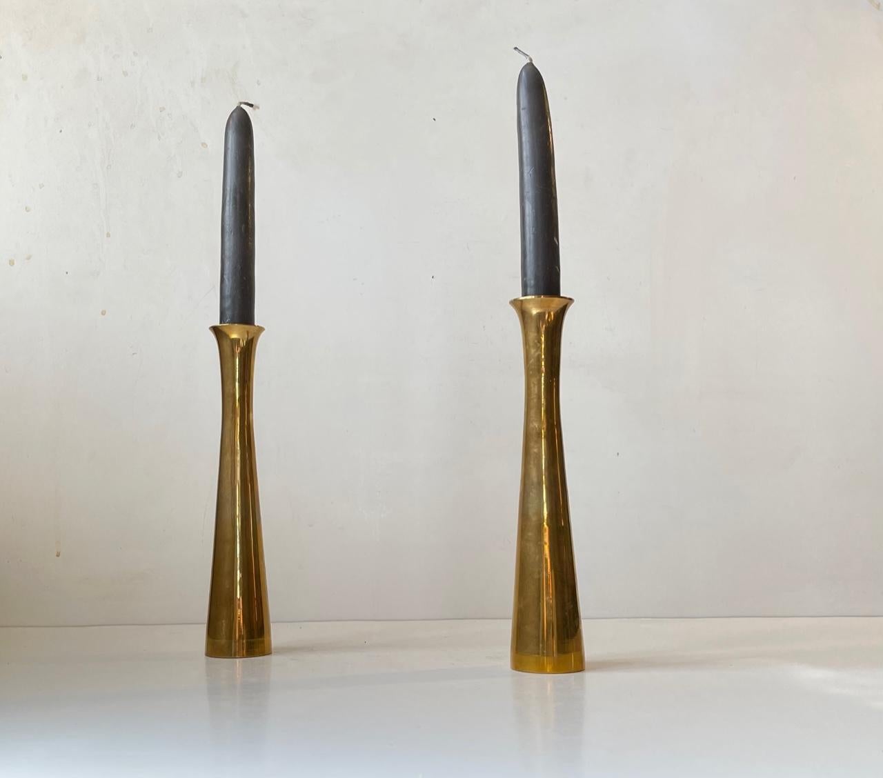 Mid-20th Century Scandinavian Modern Candlesticks in Brass, 1960s