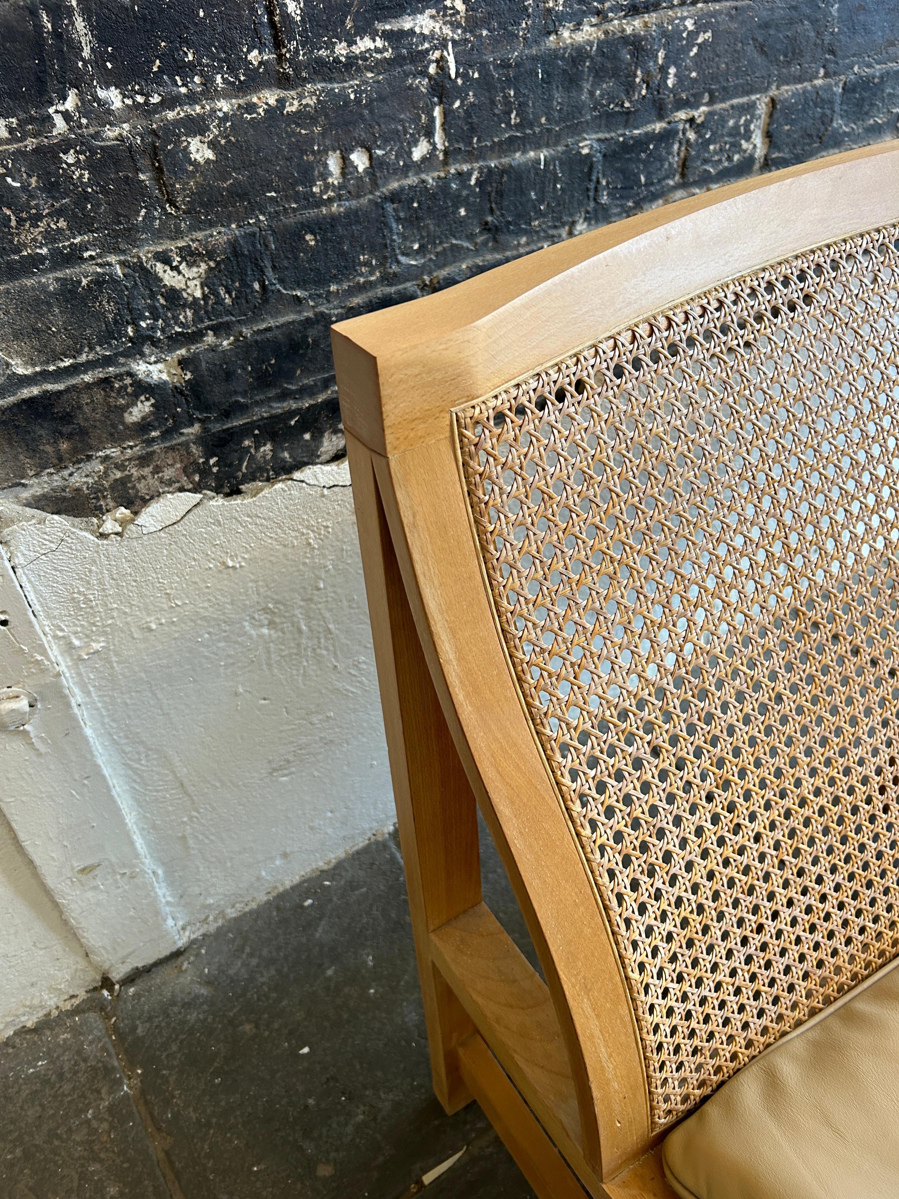 Scandinavian modern Cane Birch Leather lounge chairs Rud Thygesen For Sale 4