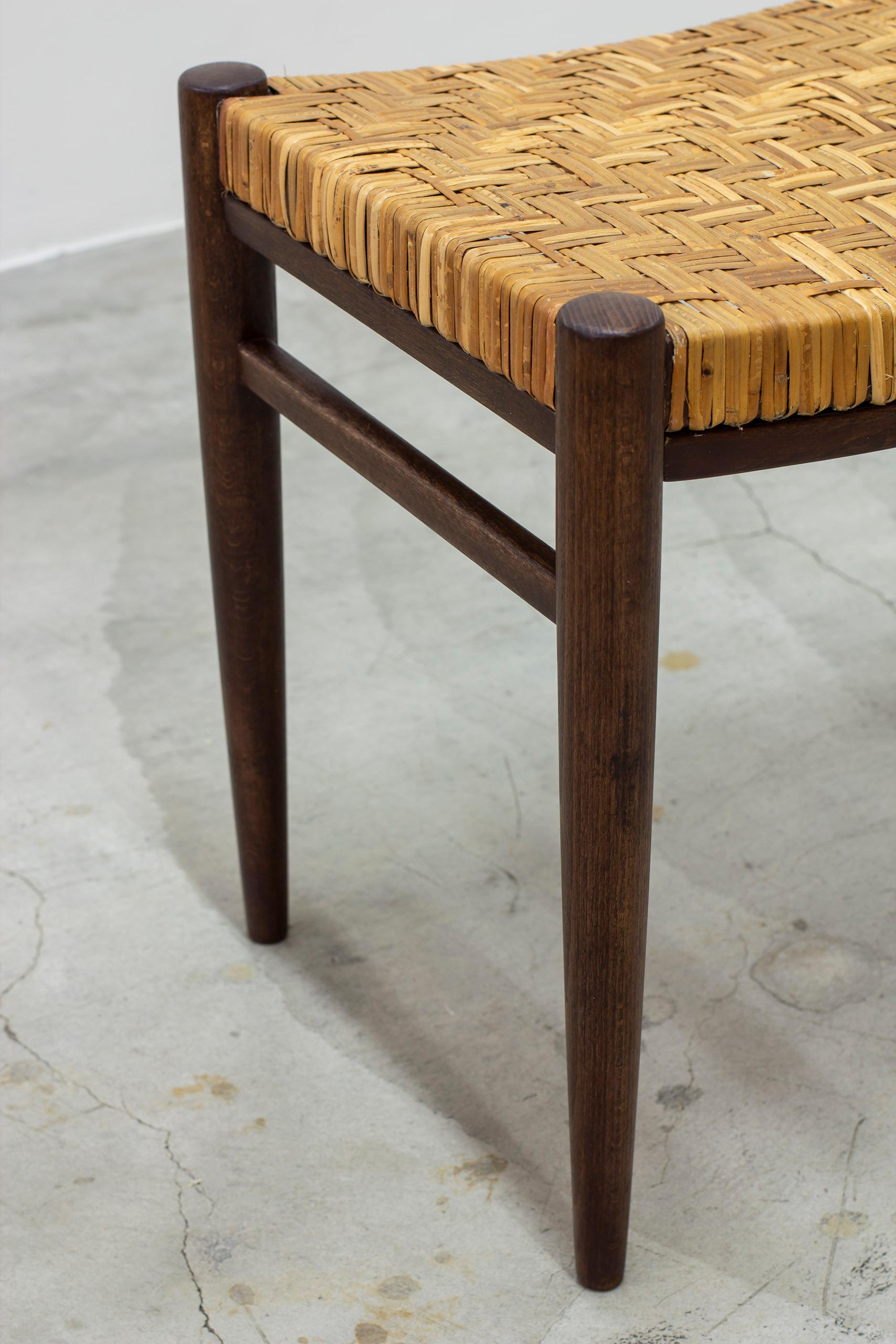 Scandinavian modern cane weave side stool by Gemla fabriker, Sweden, 1950s For Sale 1