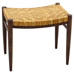 Sgabello moderno scandinavo con intreccio di canna di Gemla fabriker, Svezia, anni '50