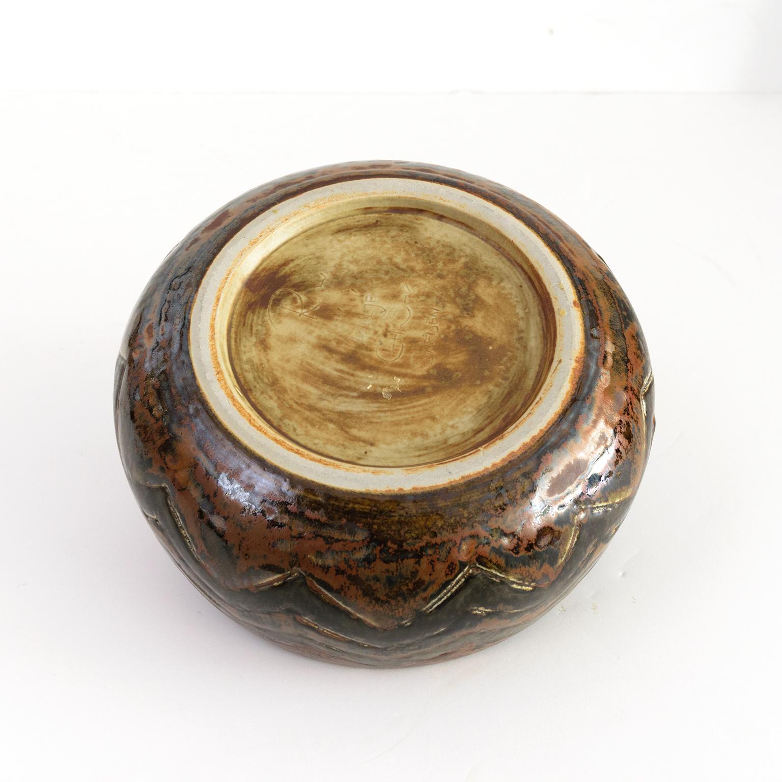 Scandinavian Modern Carl-Harry Stalhane, Hand Thrown Glazed Unique Ceramic Bowl For Sale 1