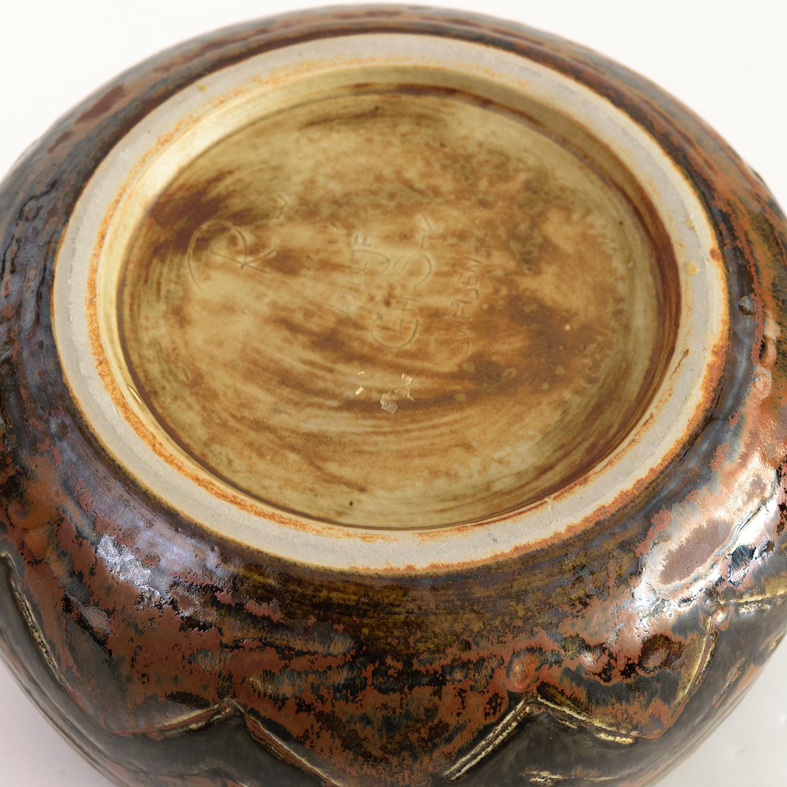 Scandinavian Modern Carl-Harry Stalhane, Hand Thrown Glazed Unique Ceramic Bowl For Sale 2