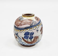 Vase scandinave moderne Carl-Harry Stalhane, peint à la main, Rorstrand Suède 1943