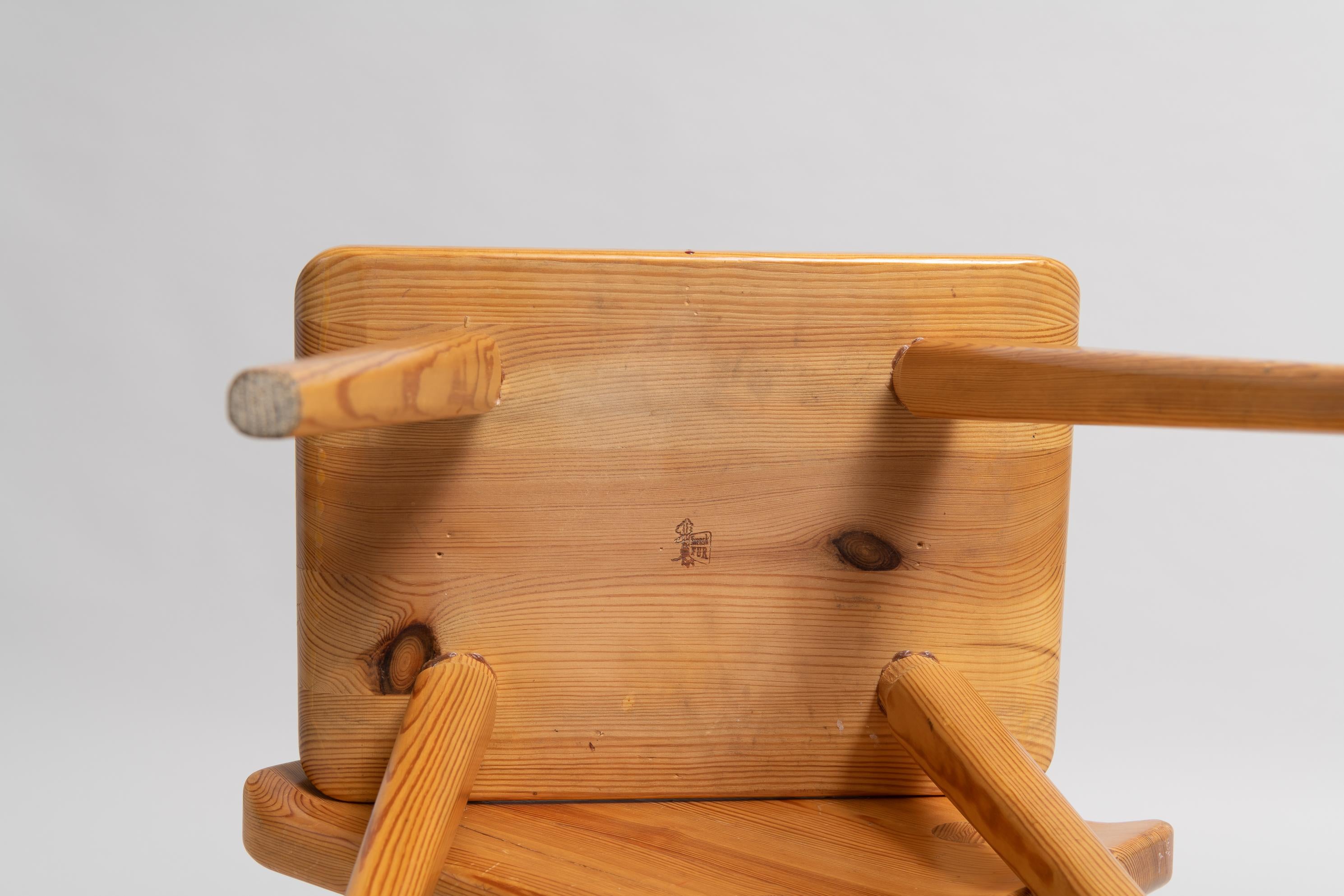 Pino Scandinavian Modern Carl Malmsten Solid Pine Visingsö Stools in vendita