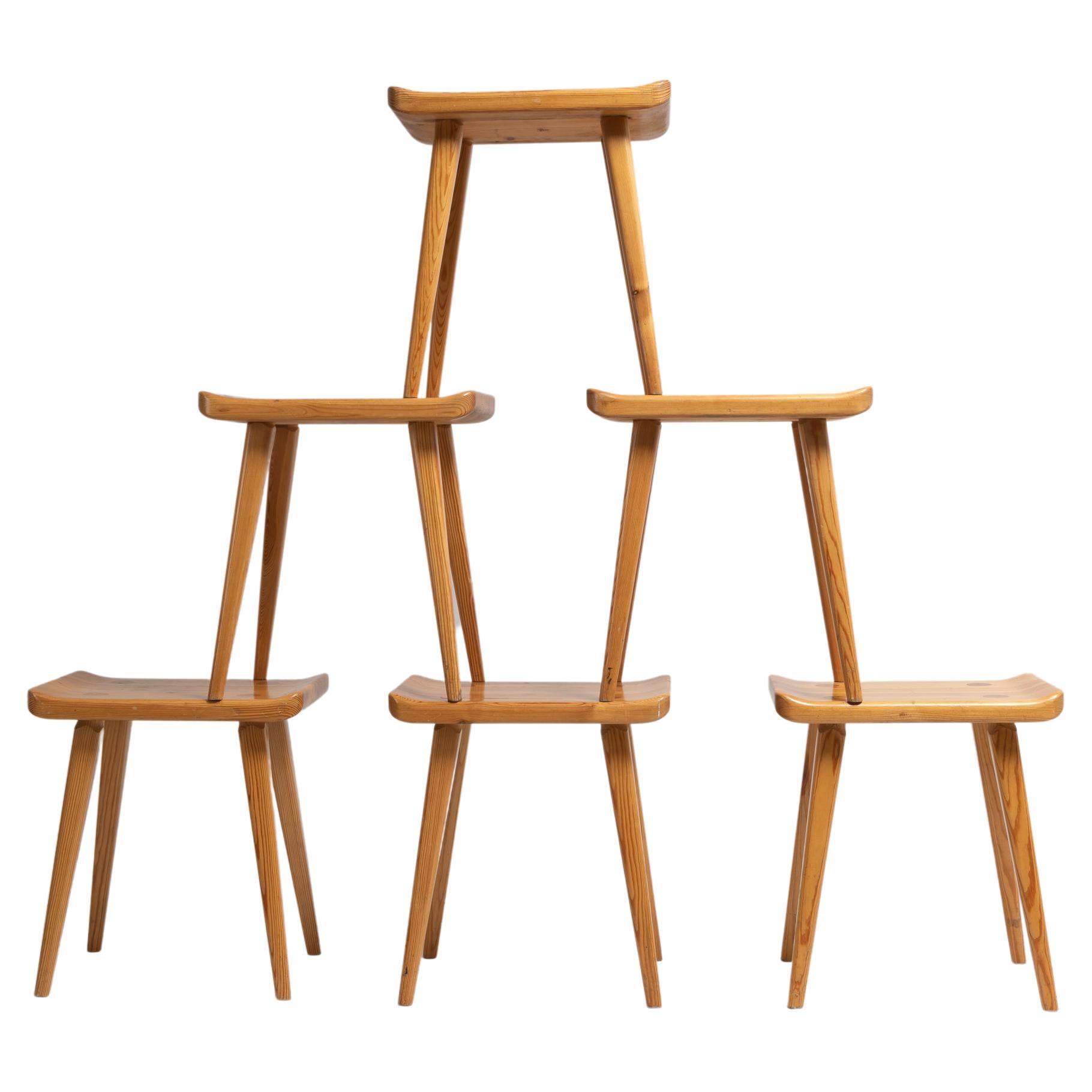 Scandinavian Modern Carl Malmsten Solid Pine Visingsö Stools