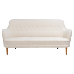 Scandinavian Modern Carl Malmsten White Bouclé 'Samsas' Sofa