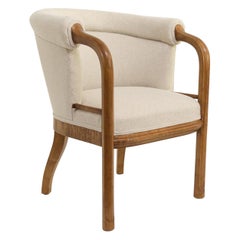 Scandinavian Modern Carved Stained Solid Birch Armchair from Sweden, circa 1920