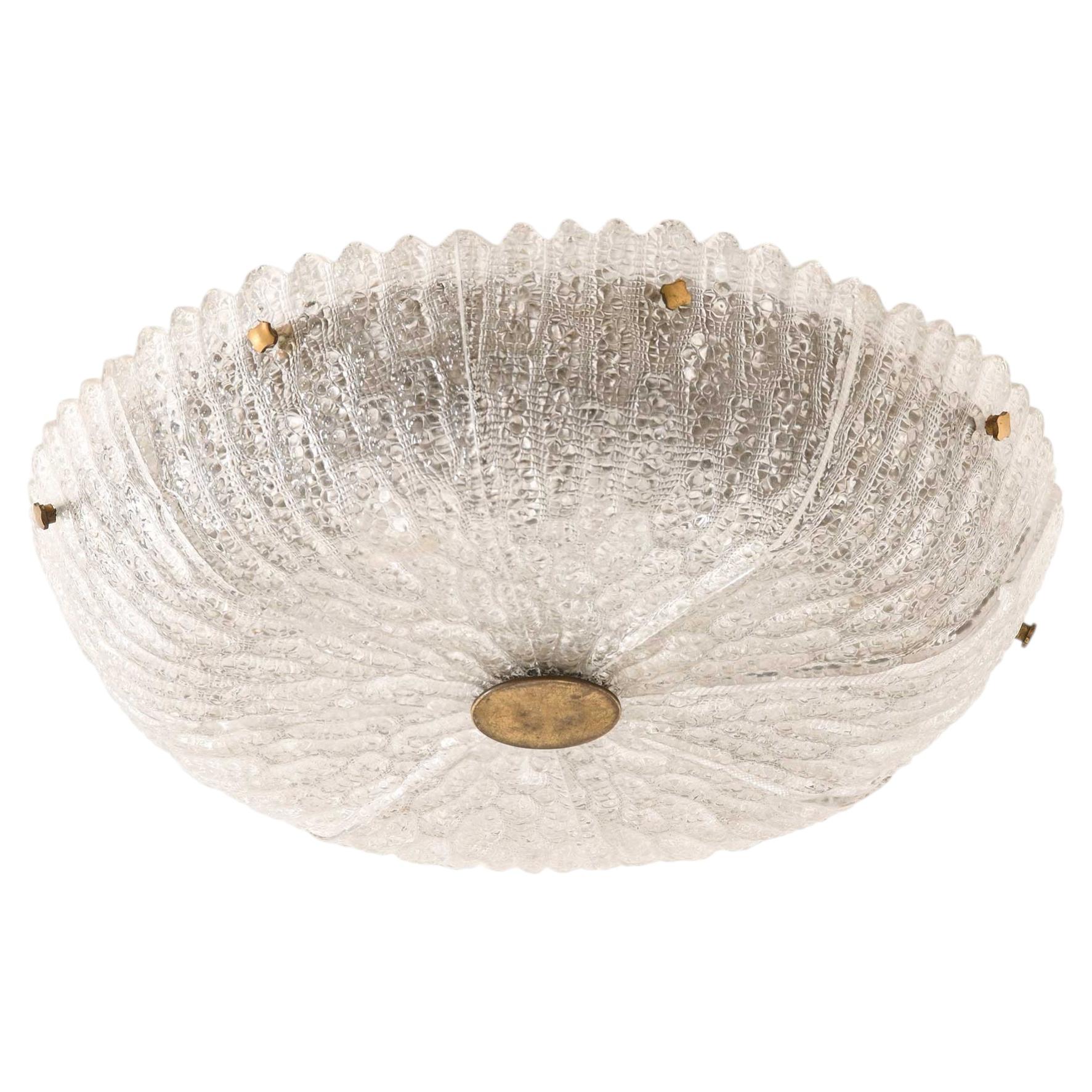 Scandinavian Modern Ceiling Lamp in Brass and Glass by Carl Fagerlund, 1960s