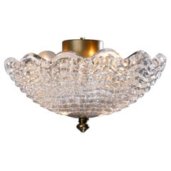 Scandinavian Modern ceiling lamp in pressed glass and brass from Carl Fagerlund