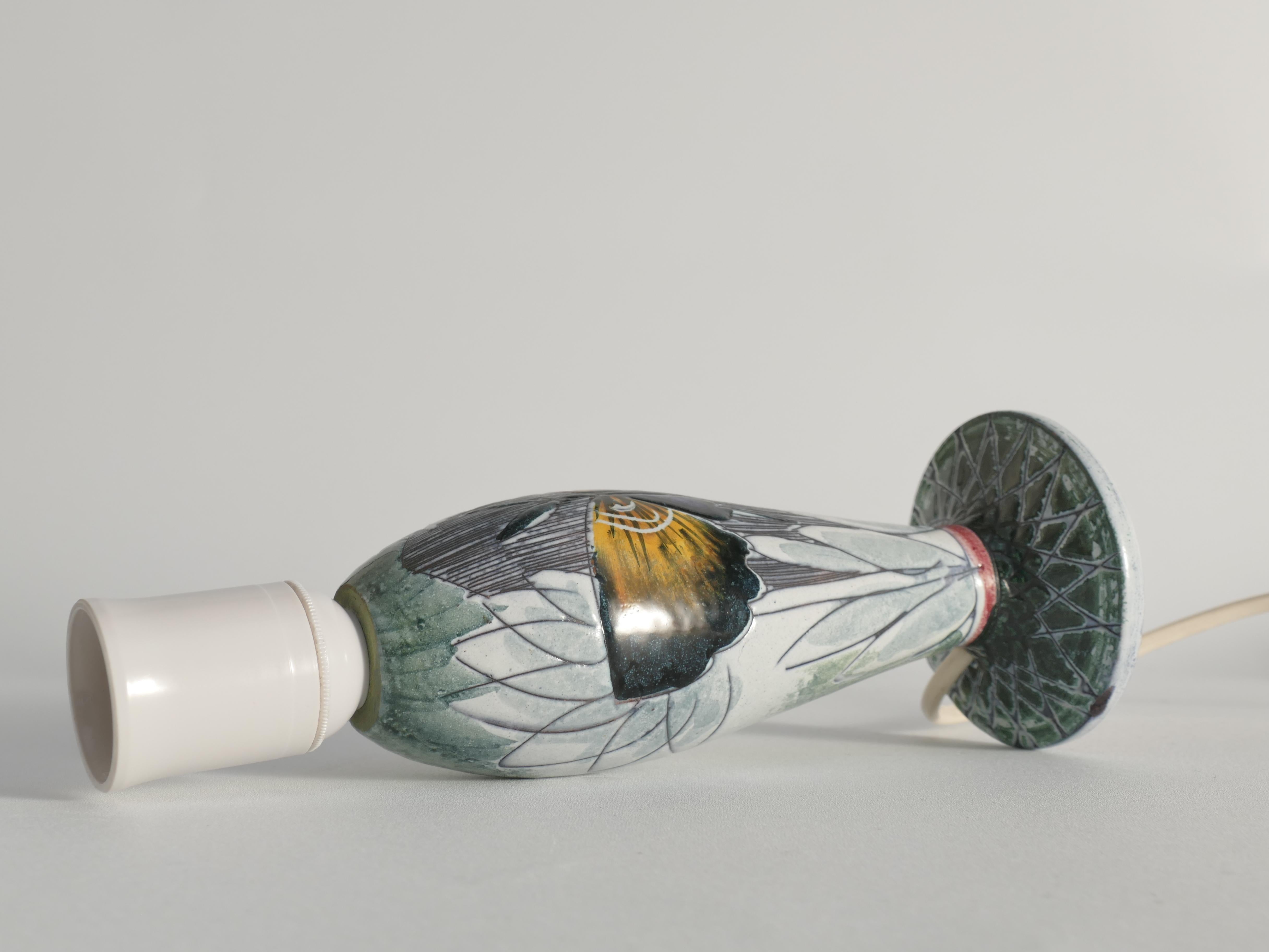 Scandinavian Modern Ceramic Butterfly Motif Table Lamp by Tilgmans, Sweden 1960 For Sale 3