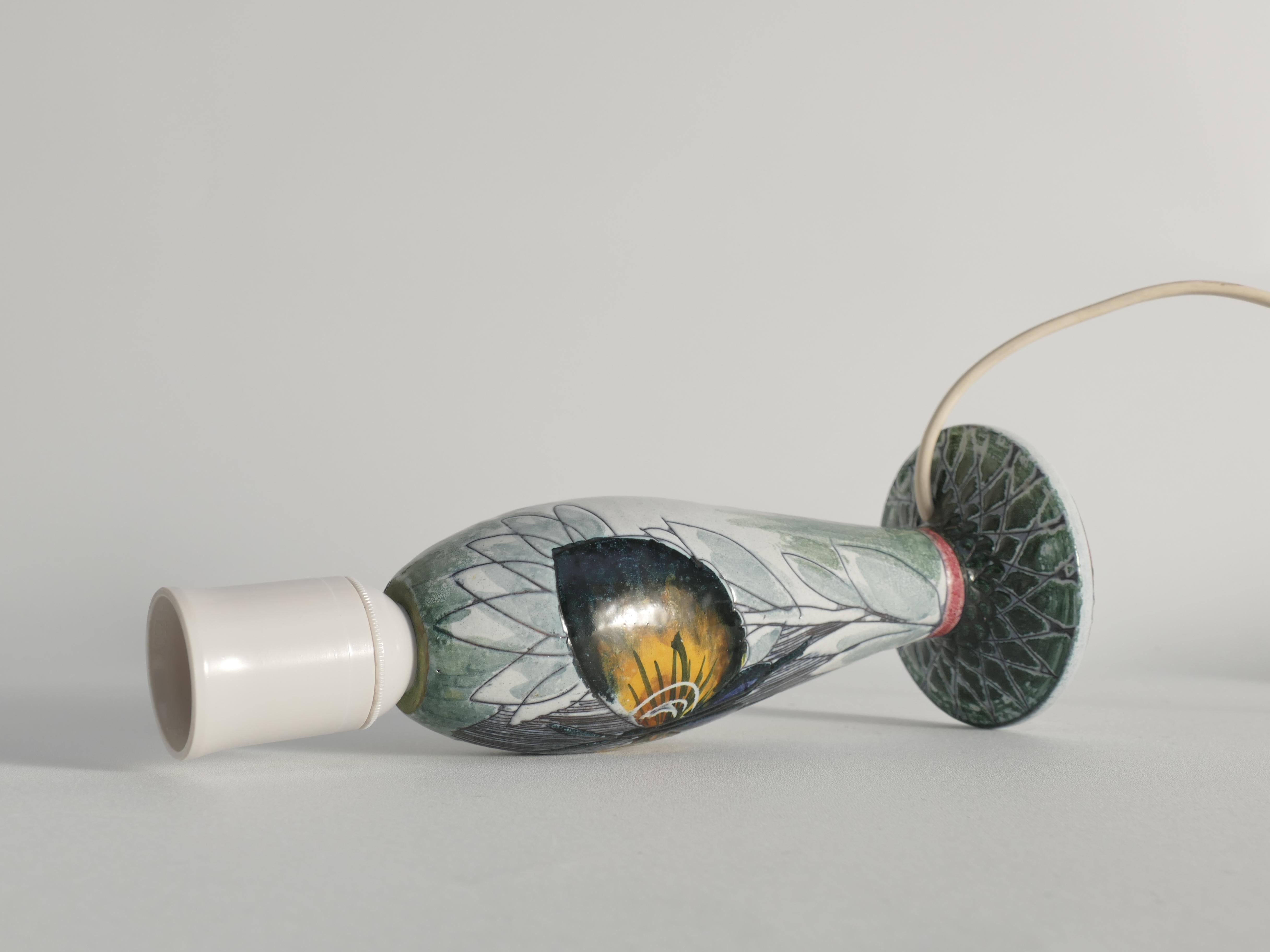 Scandinavian Modern Ceramic Butterfly Motif Table Lamp by Tilgmans, Sweden 1960 For Sale 4