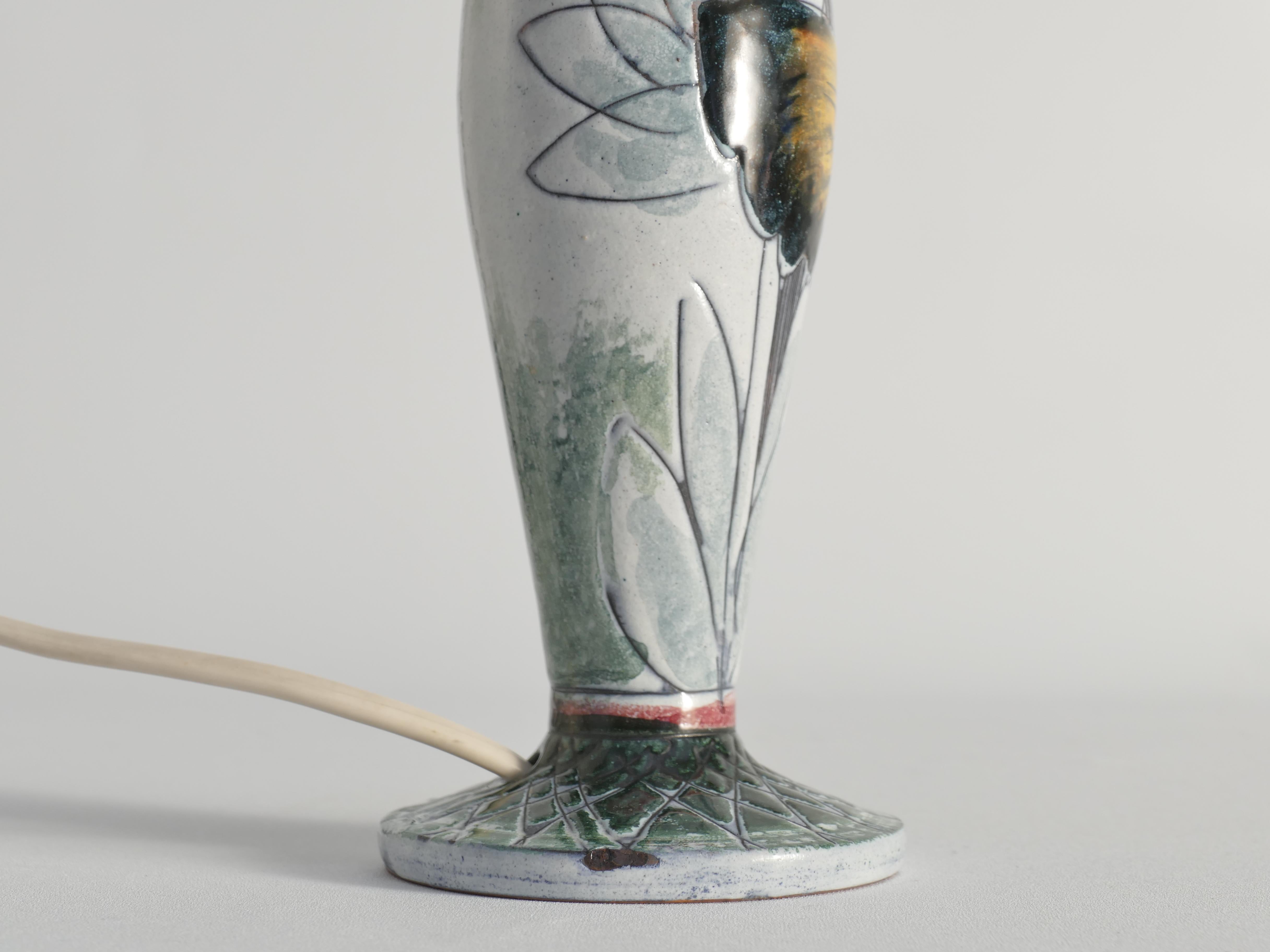 Scandinavian Modern Ceramic Butterfly Motif Table Lamp by Tilgmans, Sweden 1960 For Sale 6