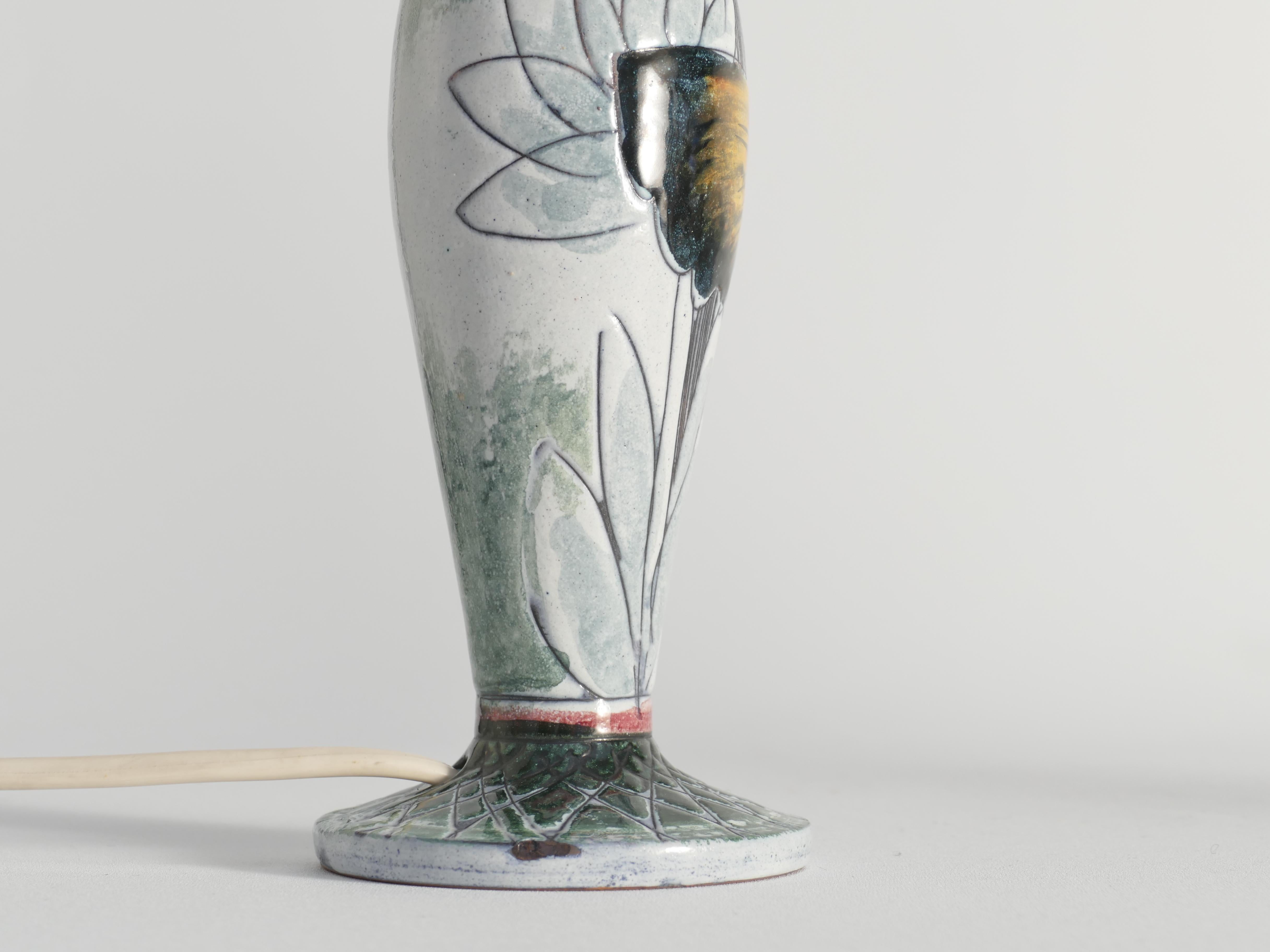 Scandinavian Modern Ceramic Butterfly Motif Table Lamp by Tilgmans, Sweden 1960 For Sale 7