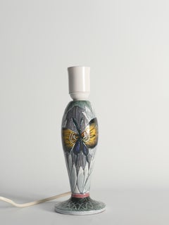 Skandinavische moderne Keramik-Tischlampe mit Schmetterlingsmotiv von Tilgmans, Schweden 1960