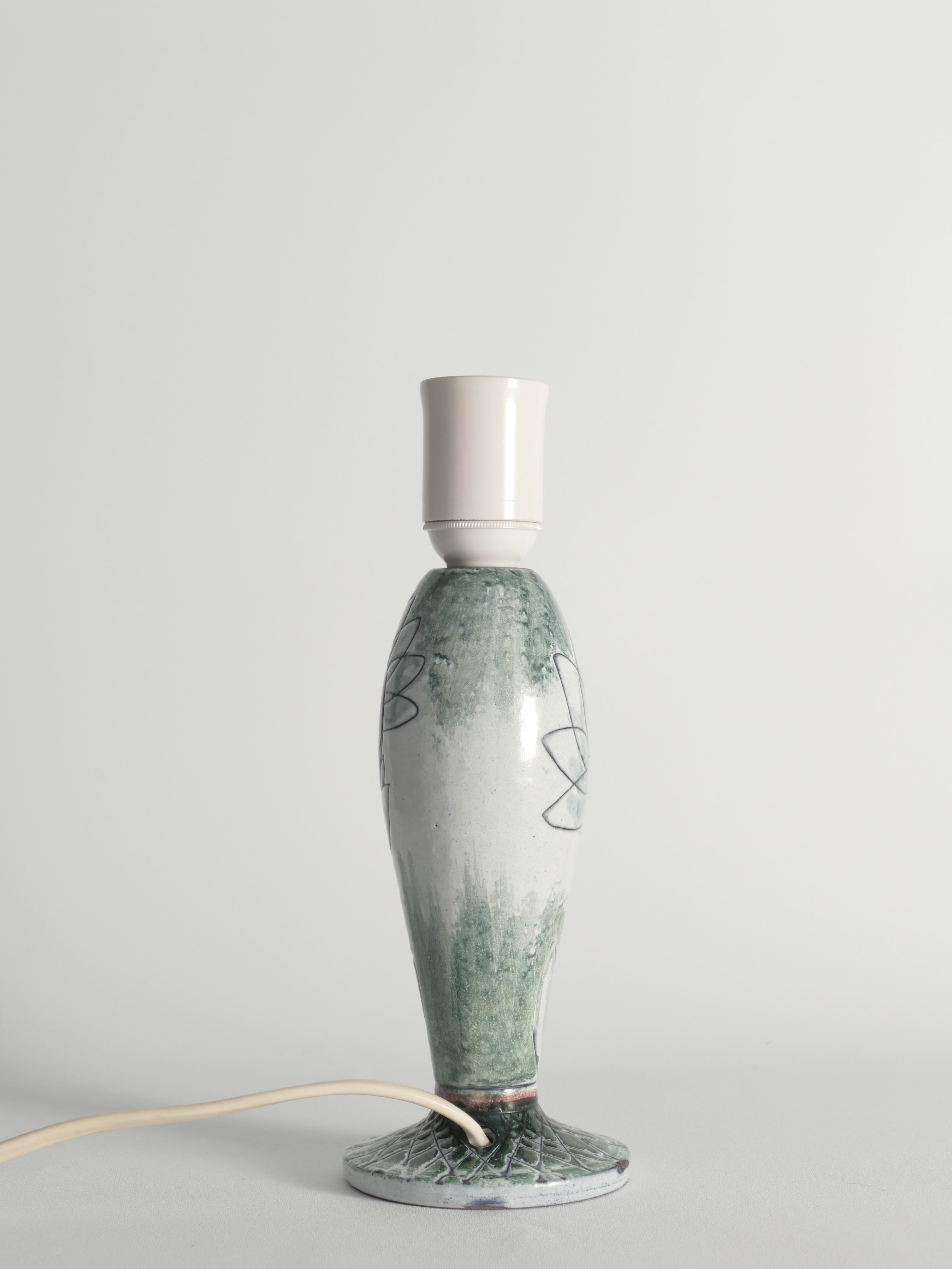 Glazed Scandinavian Modern Ceramic Butterfly Motif Table Lamp by Tilgmans, Sweden 1960 For Sale