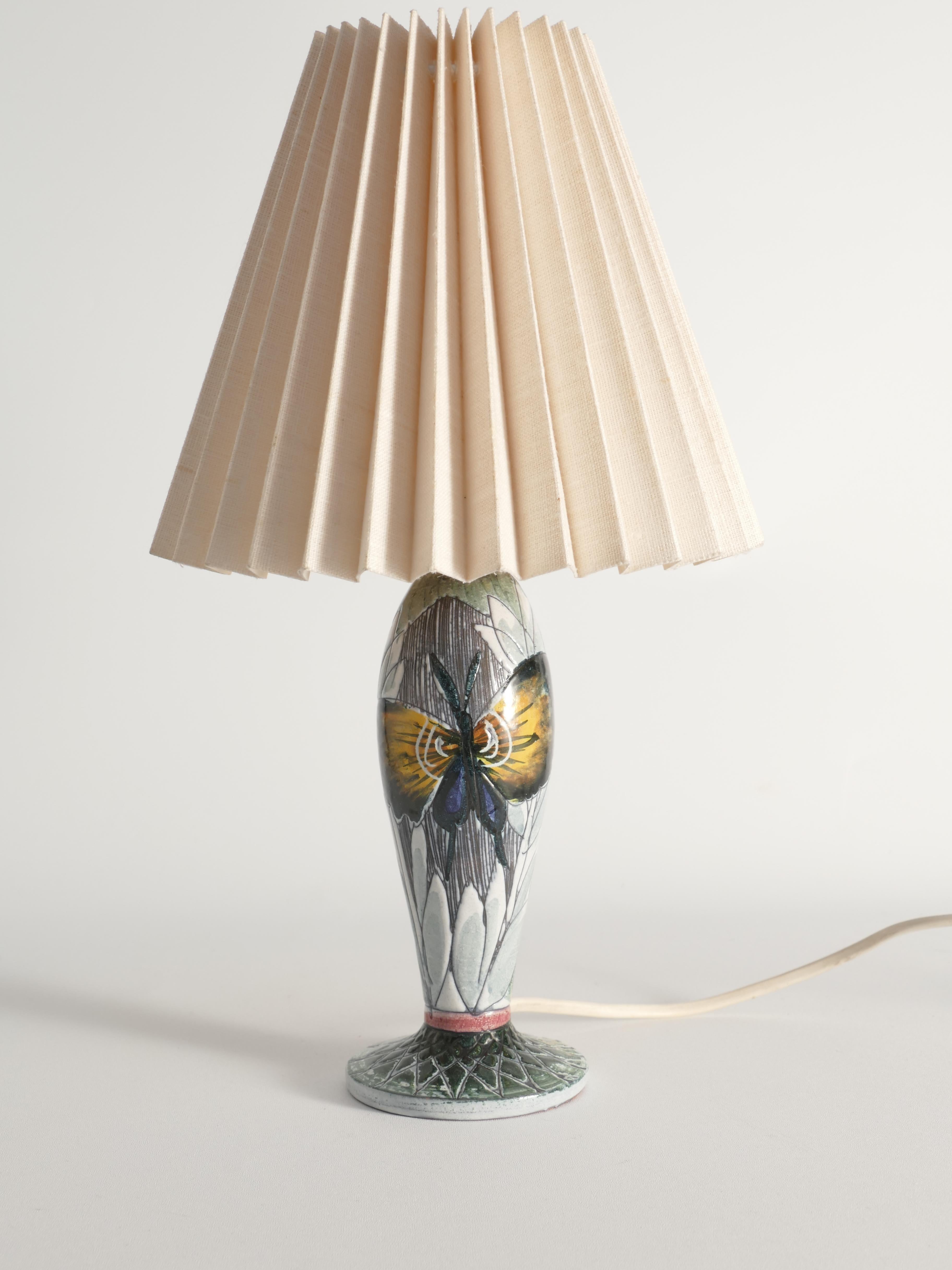 Scandinavian Modern Ceramic Butterfly Motif Table Lamp by Tilgmans, Sweden 1960 For Sale 1