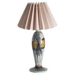 Skandinavische moderne Keramik-Tischlampe mit Schmetterlingsmotiv von Tilgmans, Schweden 1960