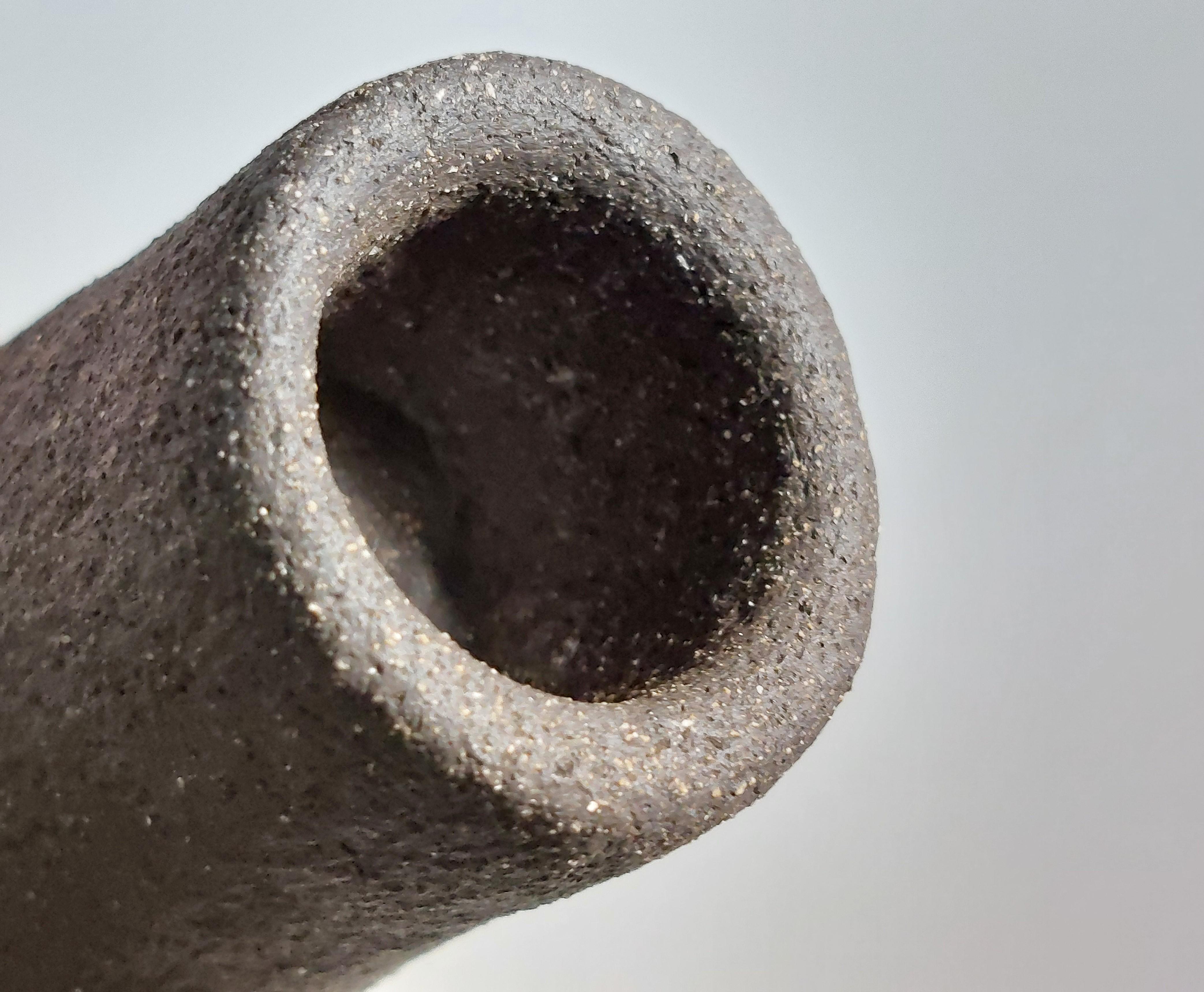 Contemporary Black Stoneware Ceramic Candlestick by Rachel Peters, In Stock. In New Condition For Sale In Wirral, GB