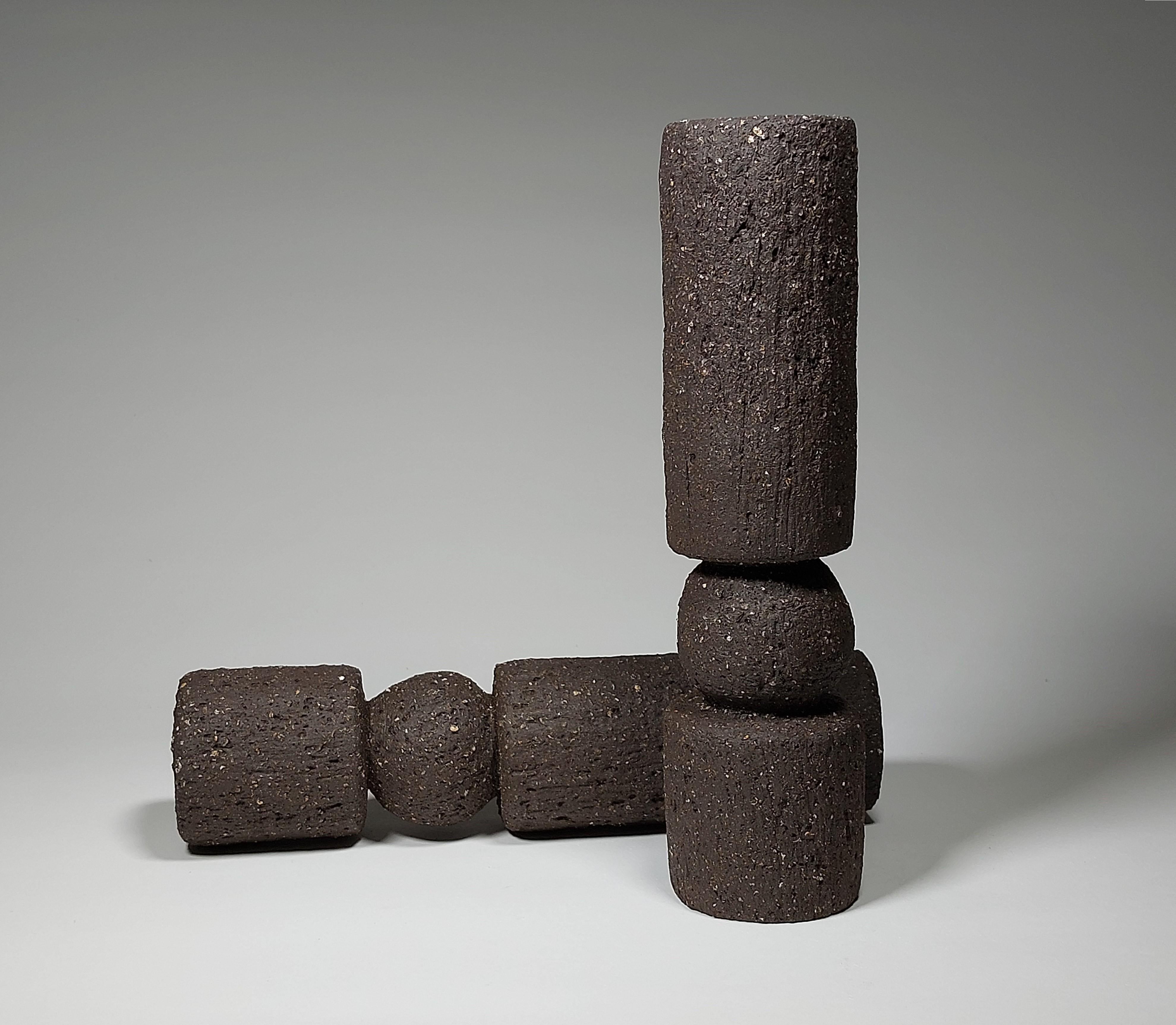 XXIe siècle et contemporain Contemporary Black Stoneware Ceramic Candlesks by Rachel Peters, En stock. en vente