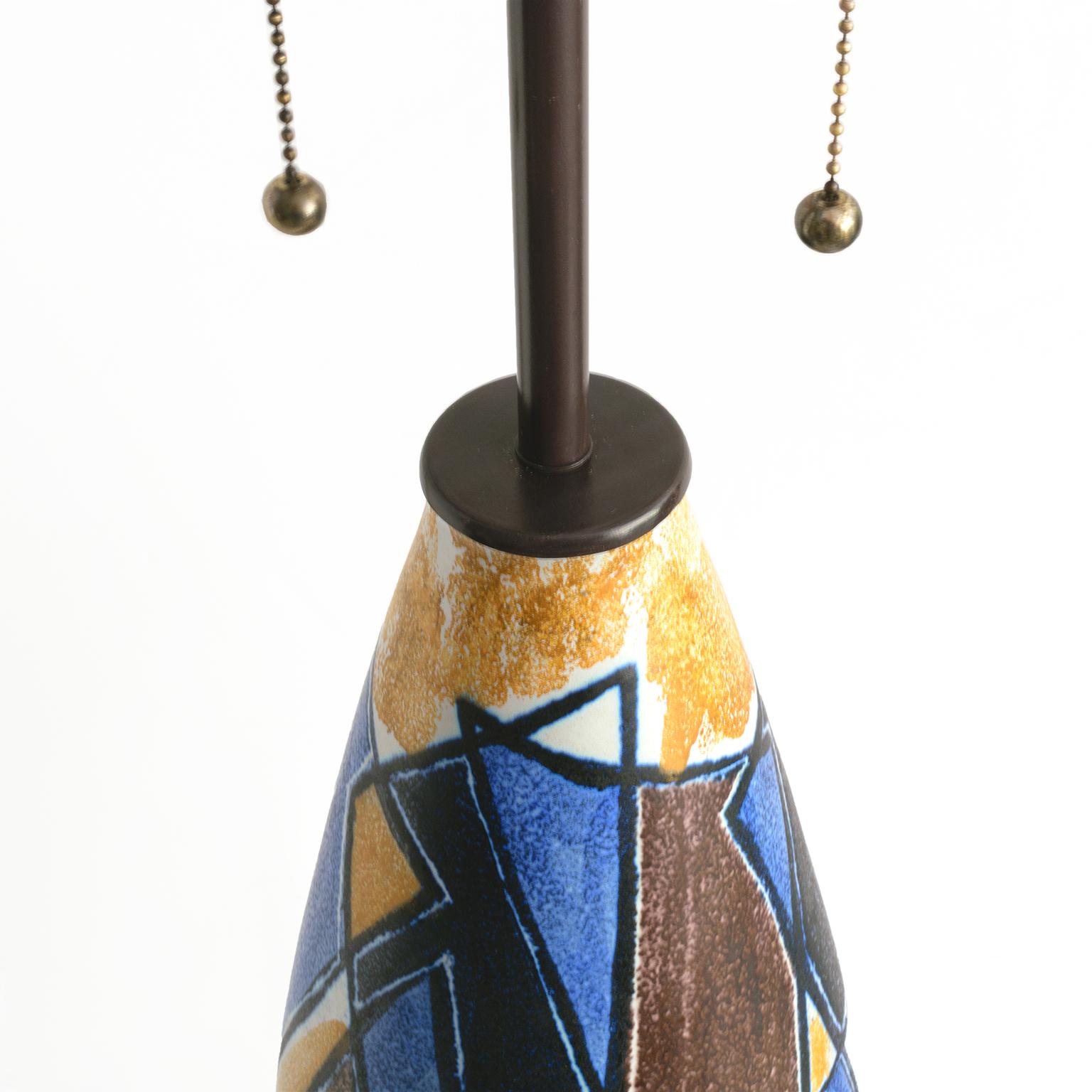 Scandinavian Modern Ceramic Lamp with Abstract Design Mette Doller for Hoganas For Sale 1