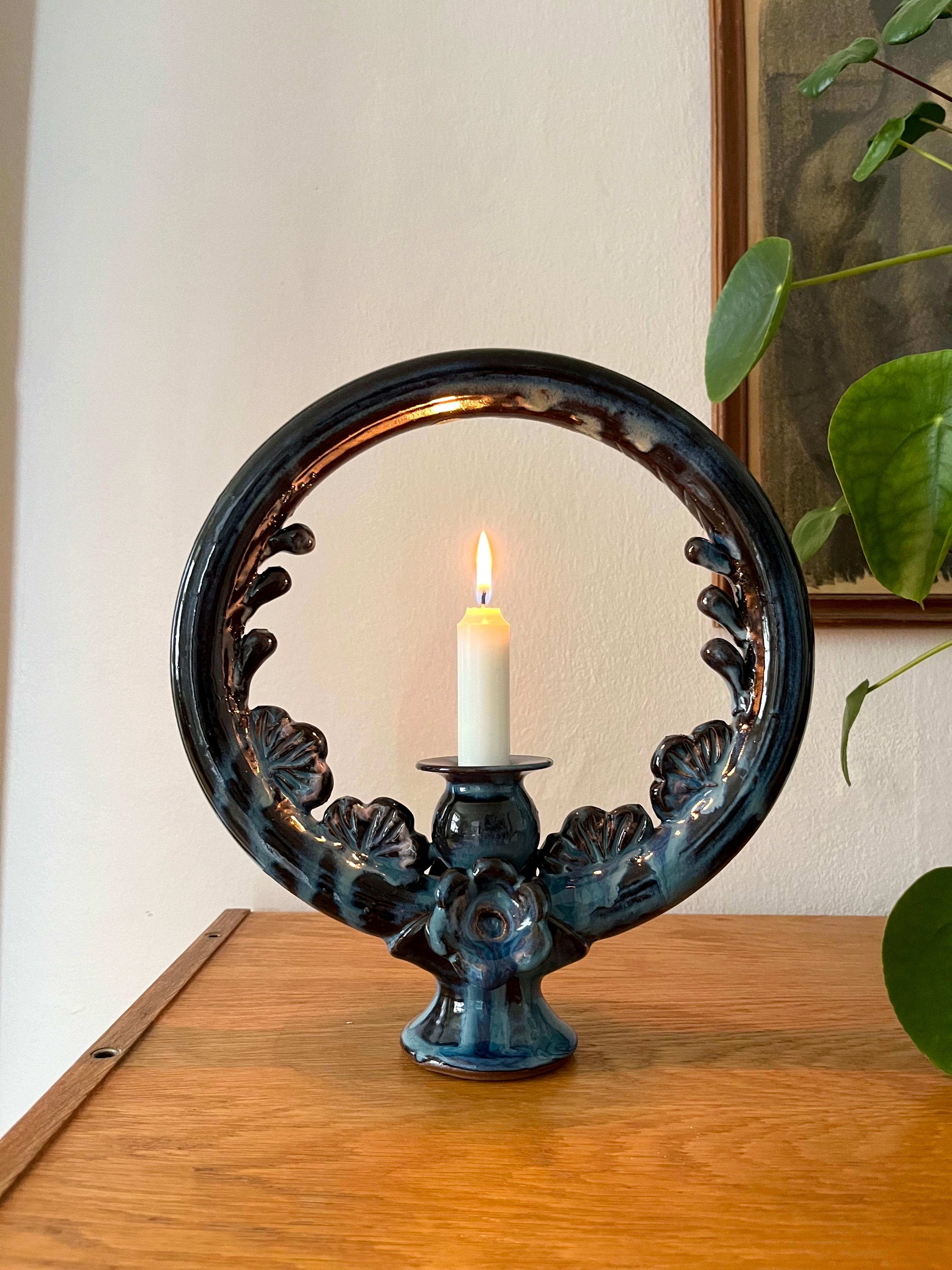 Scandinave moderne The Modern Scandinavian Ceramic Ring Candle Holder, Kirsten Clemann, Danemark, années 1970 en vente