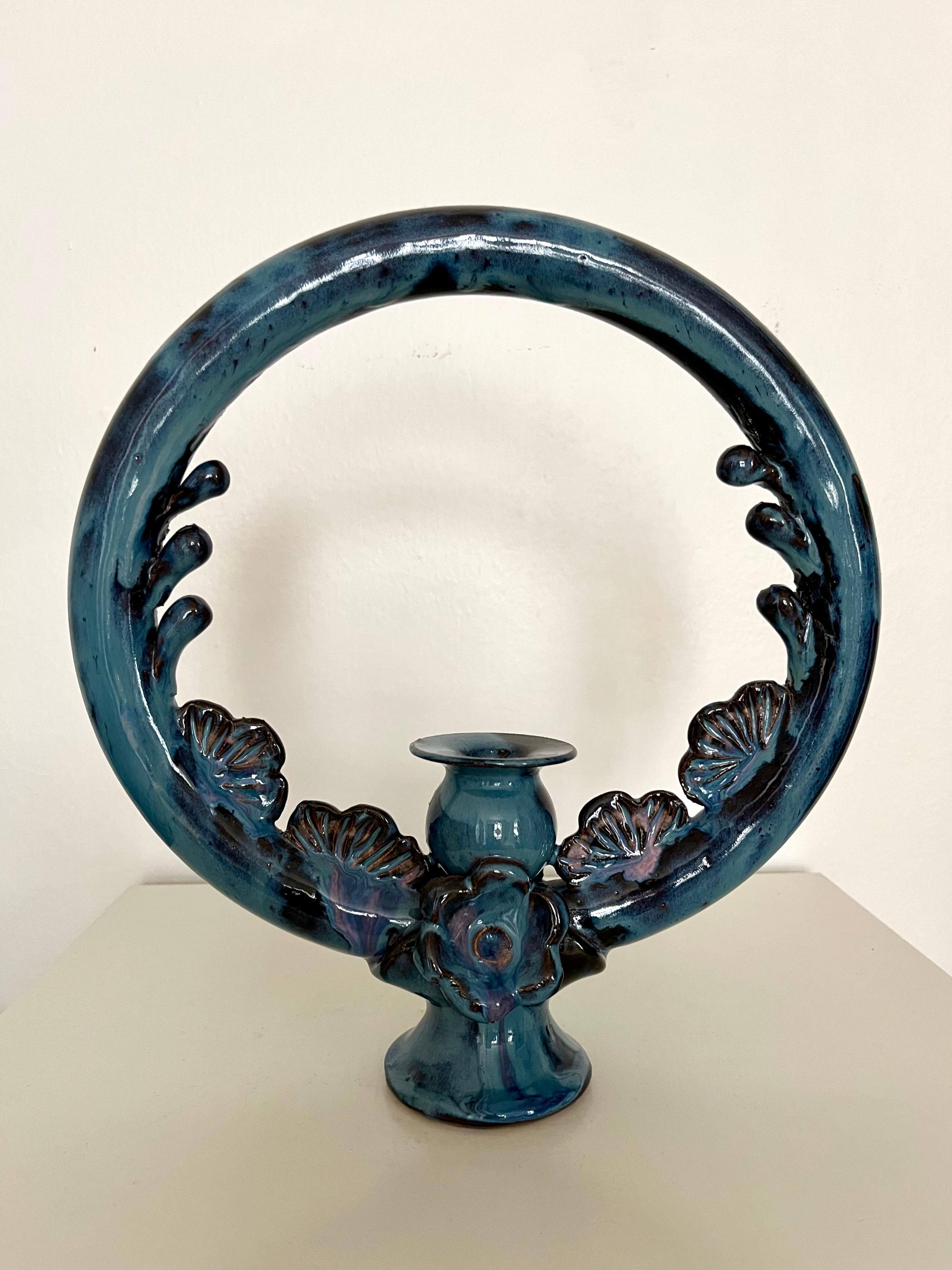 Danois The Modern Scandinavian Ceramic Ring Candle Holder, Kirsten Clemann, Danemark, années 1970 en vente