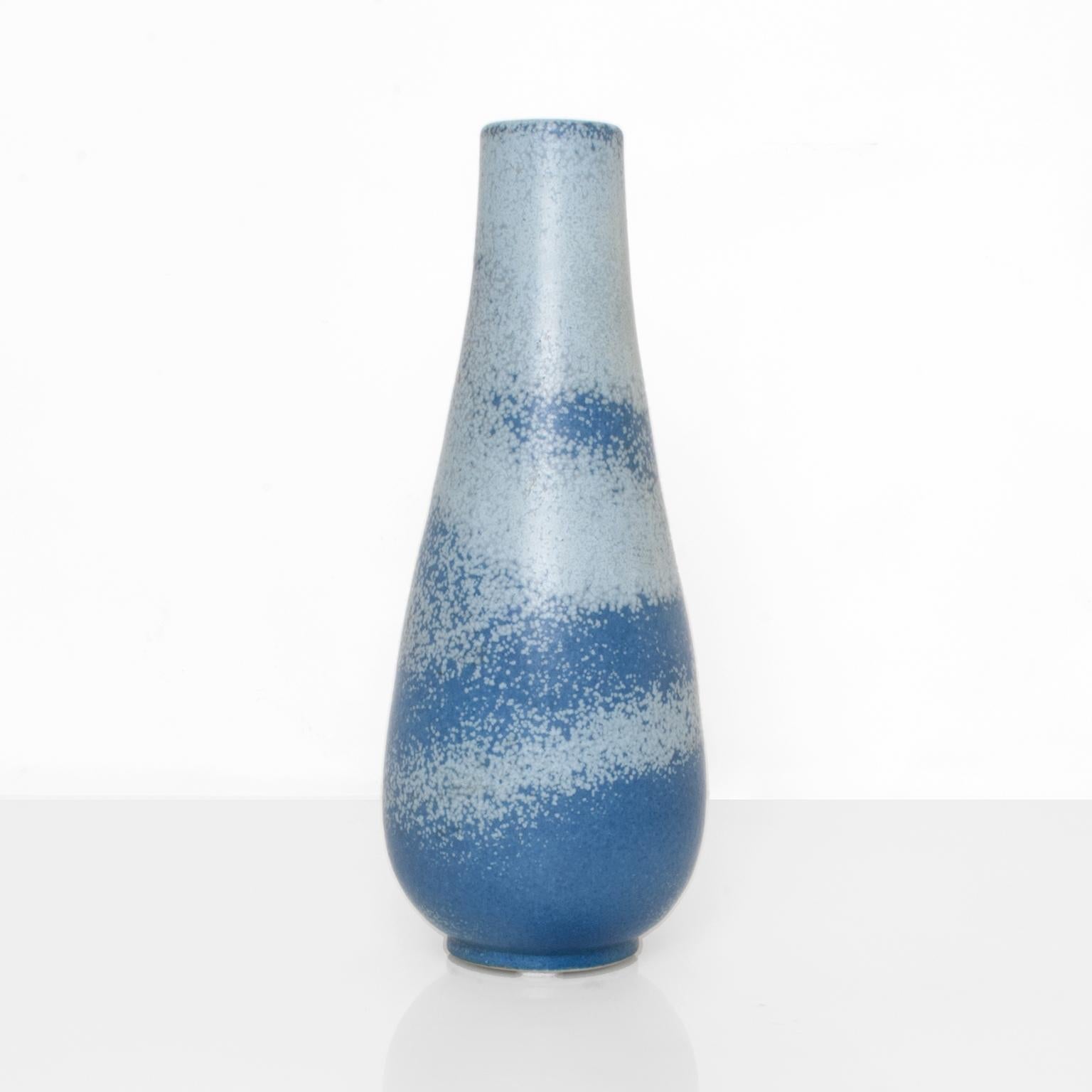 Swedish Scandinavian Modern Ceramic Vase in Light and Dark Blue by Gunnar Nylund