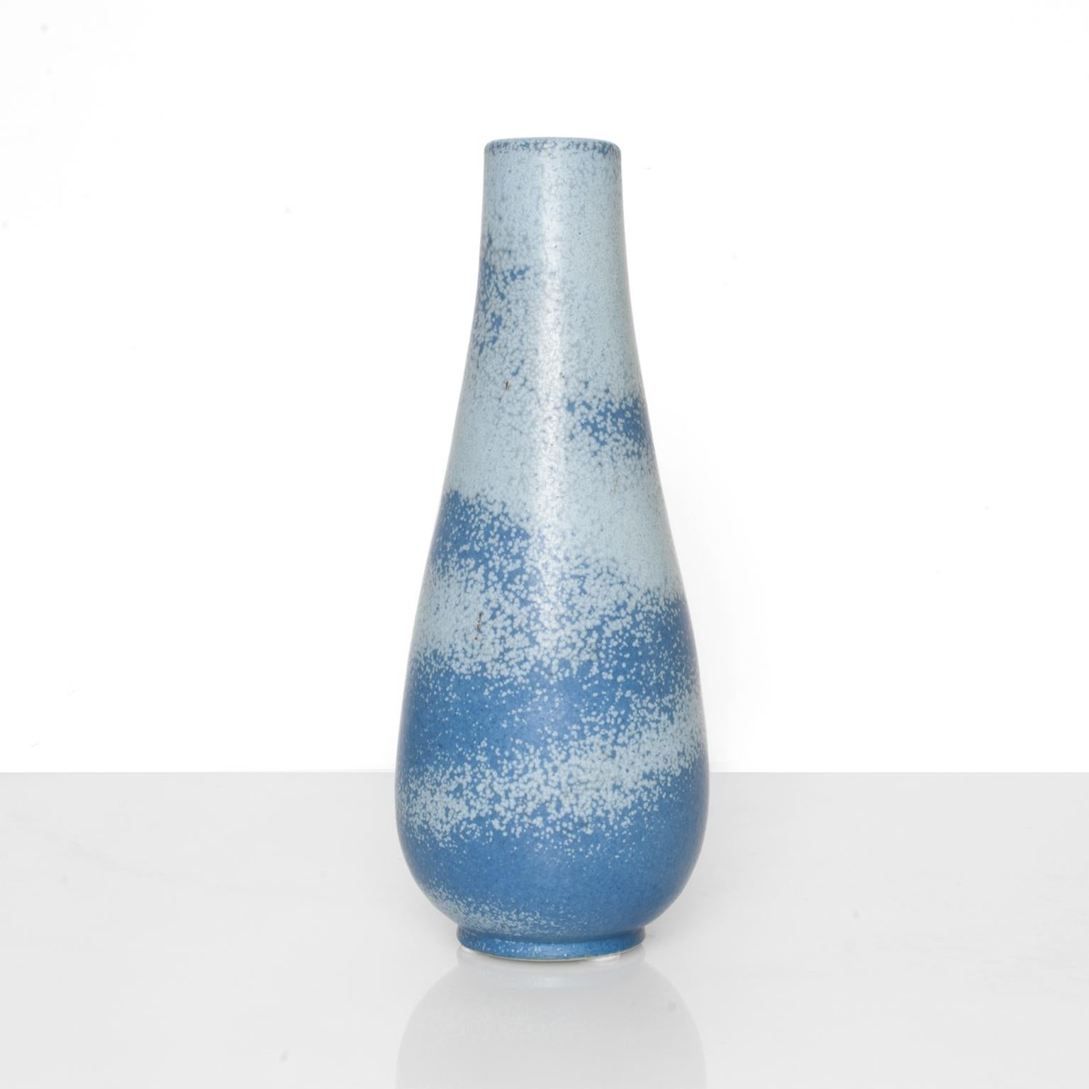 Glazed Scandinavian Modern Ceramic Vase in Light and Dark Blue by Gunnar Nylund