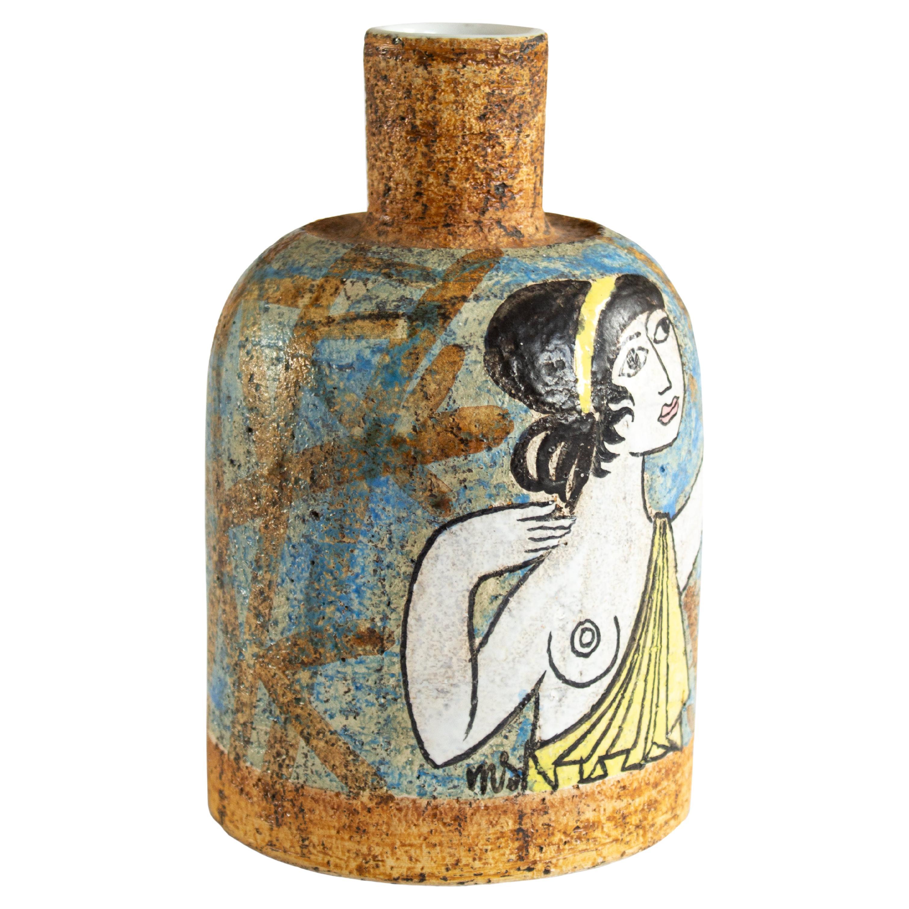 Scandinavian Modern Ceramic Vase signed by Mari Simmulson for Uppsala Ekeby 1950 For Sale