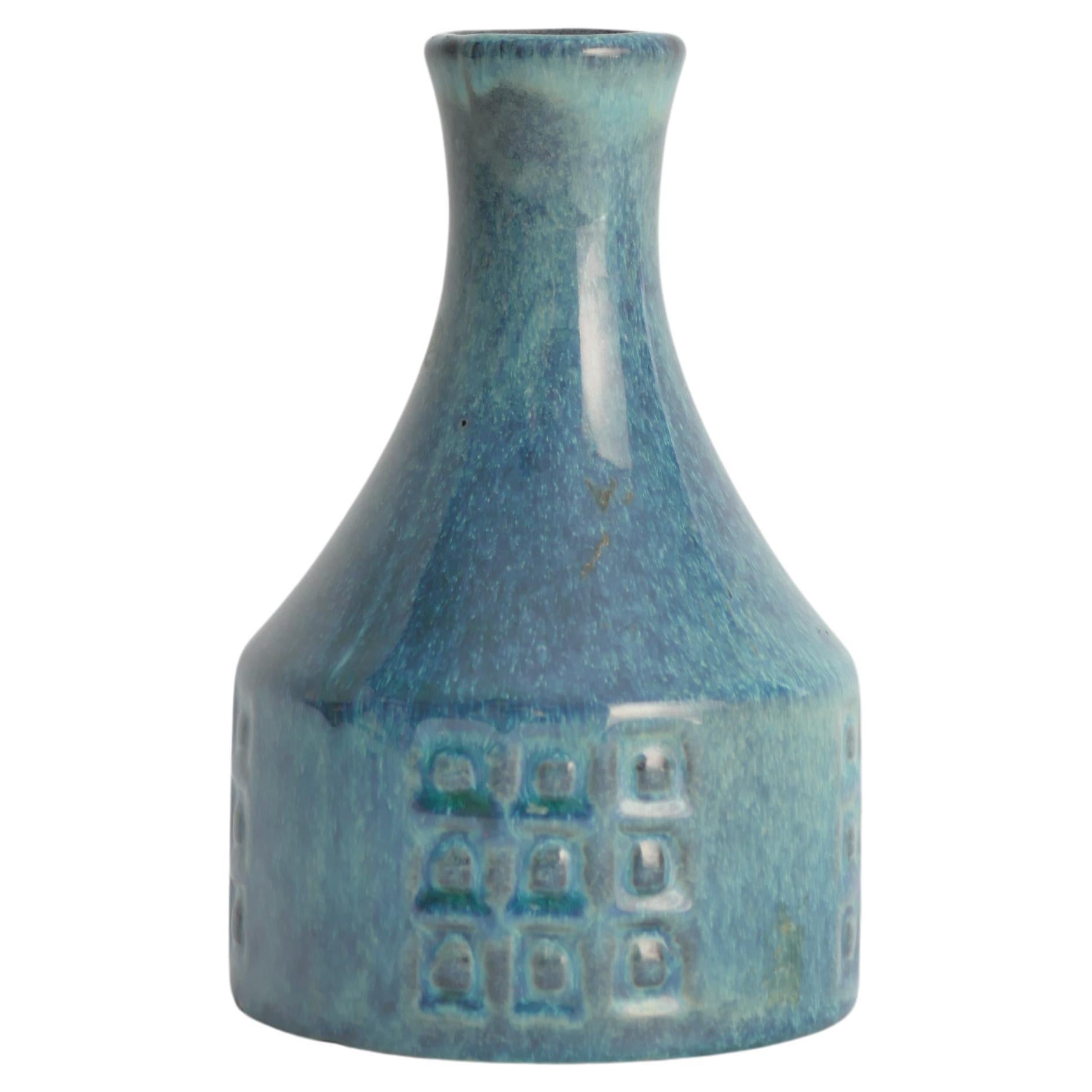 Scandinavian Modern Ceramic Vase with Shimmering Turquoise Glaze by JIE Gantofta