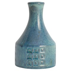 Vintage Scandinavian Modern Ceramic Vase with Shimmering Turquoise Glaze by JIE Gantofta