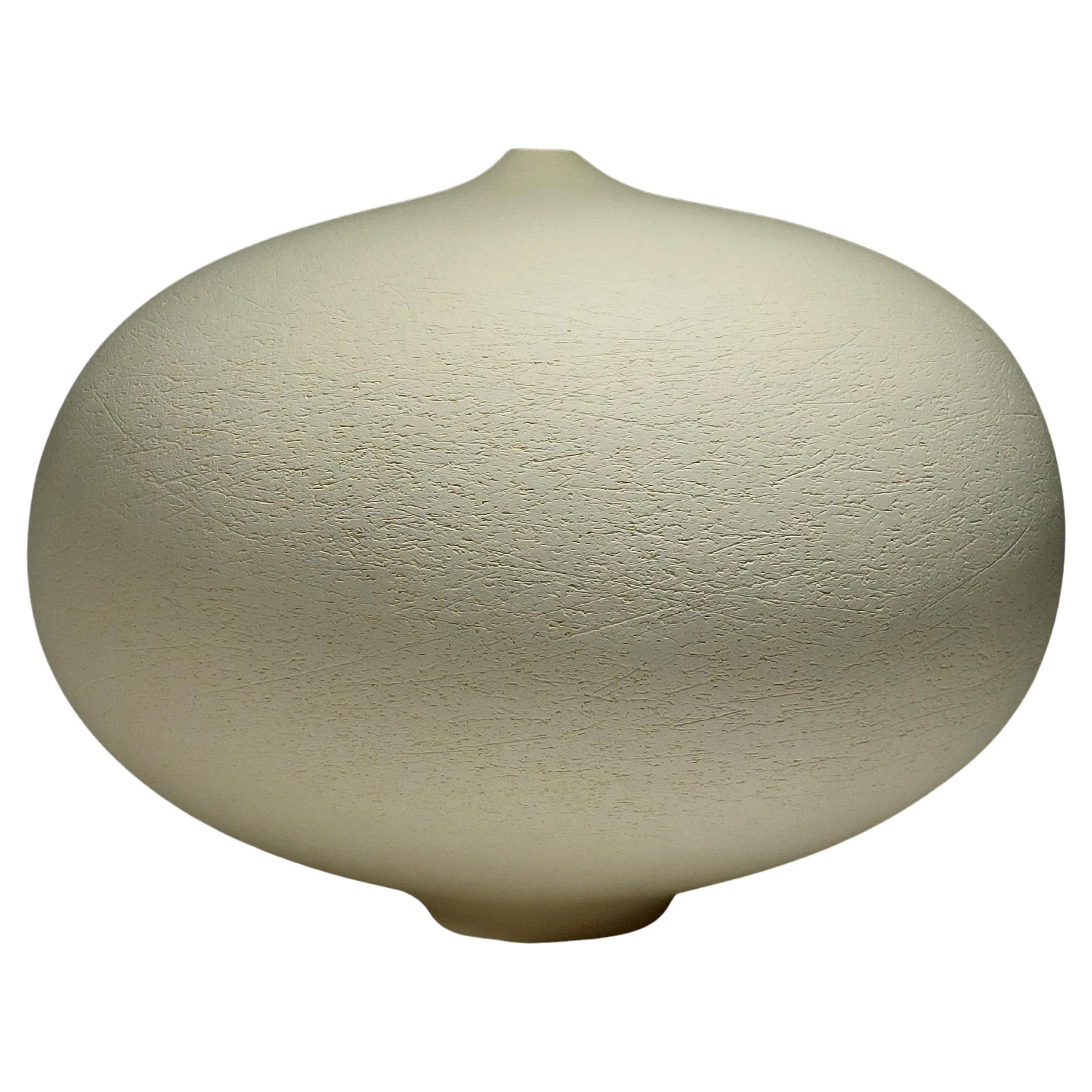 Contemporary White Stoneware Ceramic Vessel by Rachel Peters, In Stock. For Sale