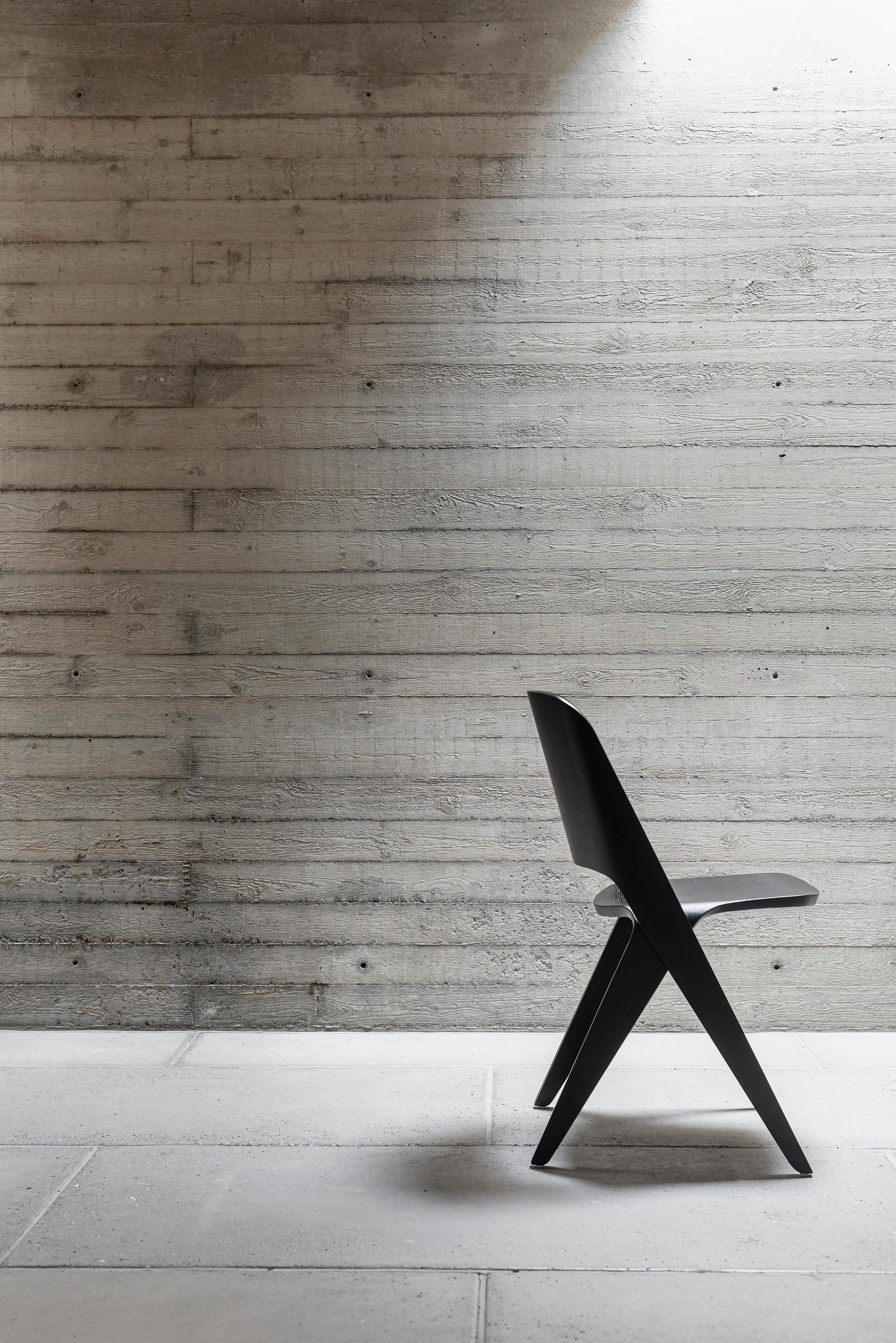 Scandinavian Modern Chair 'Lavitta' by Poiat, Black Oak In New Condition For Sale In Paris, FR