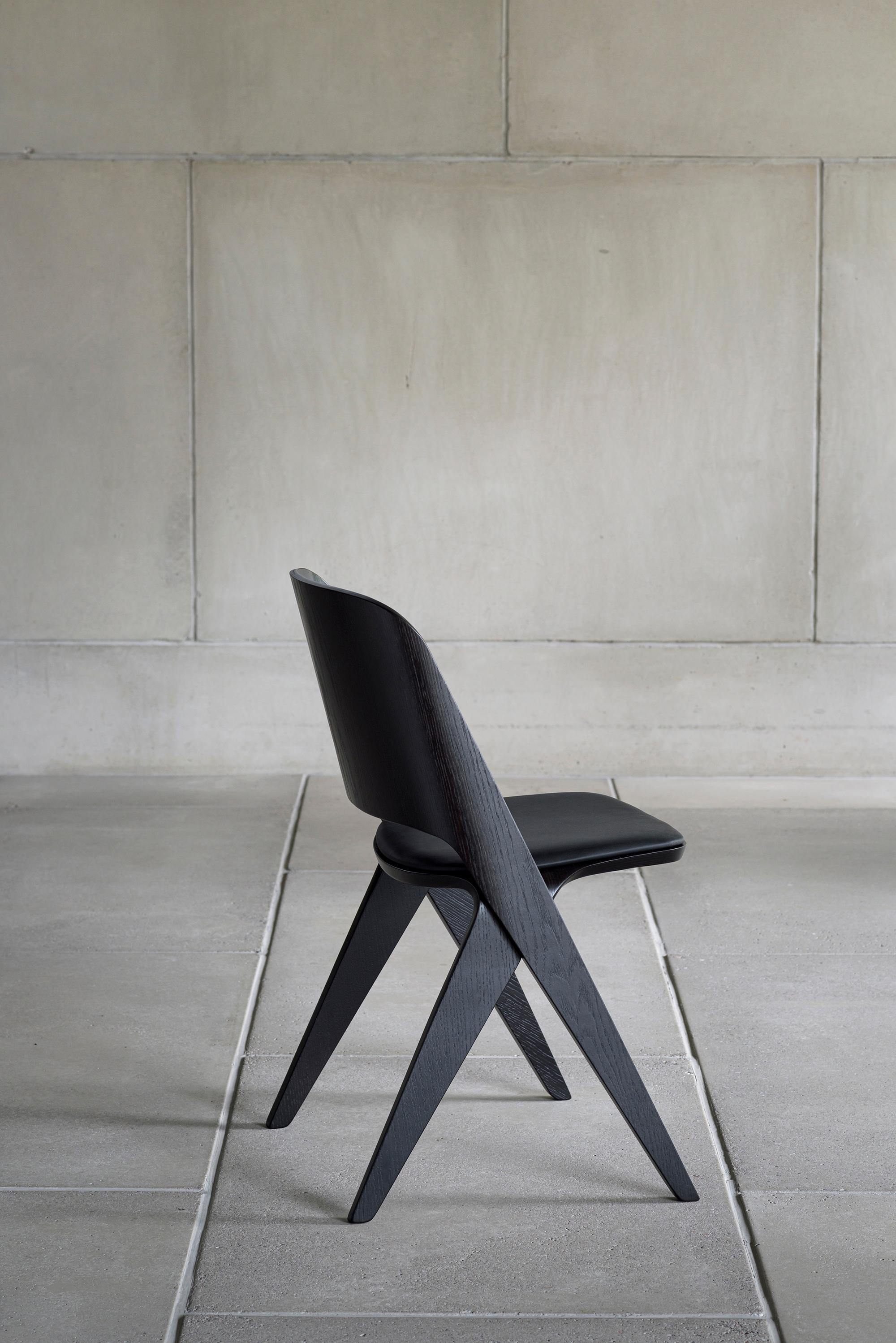 Scandinavian Modern Chair 'Lavitta' by Poiat, Black Oak For Sale 3