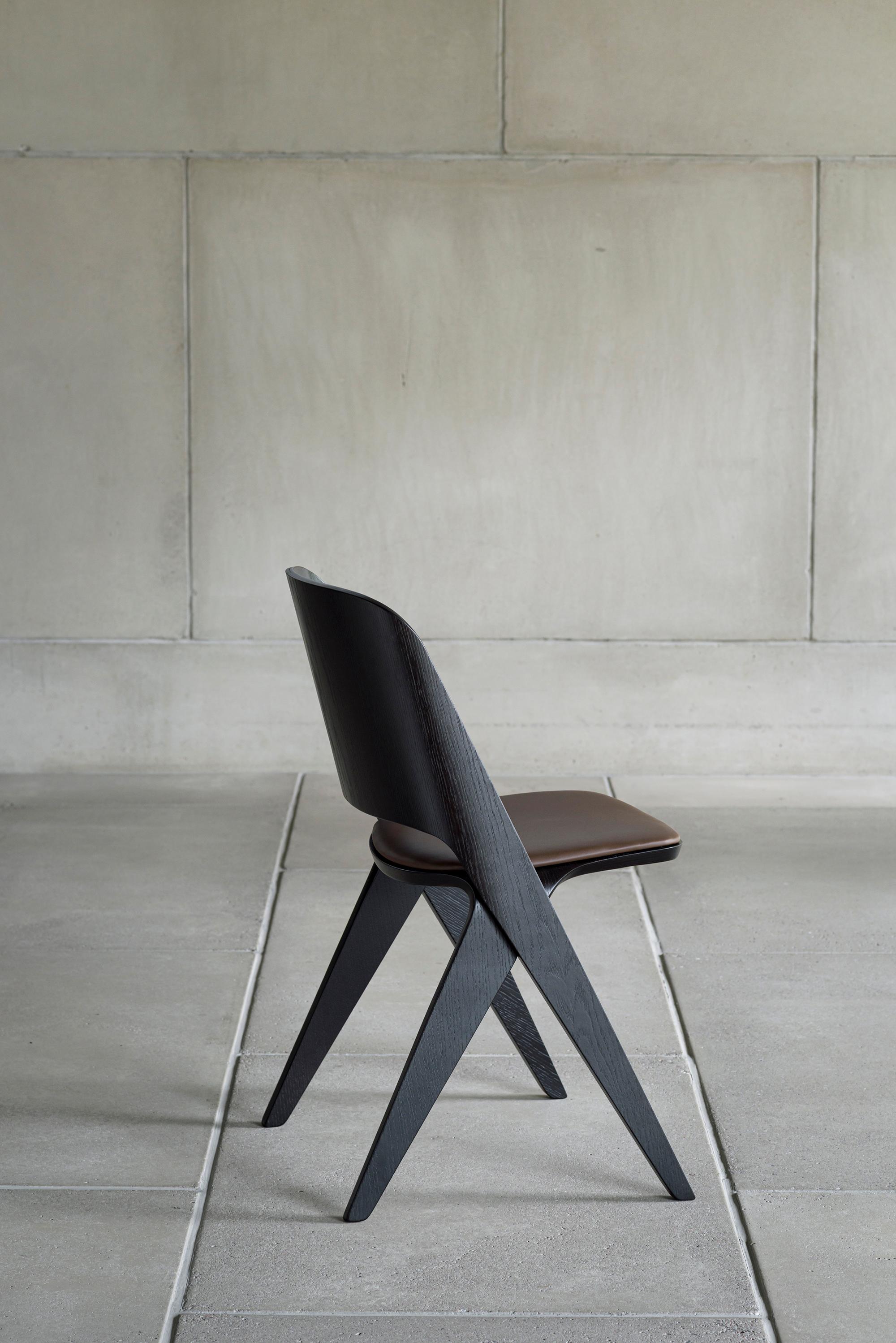 Scandinavian Modern Chair 'Lavitta' by Poiat, Black Oak For Sale 4