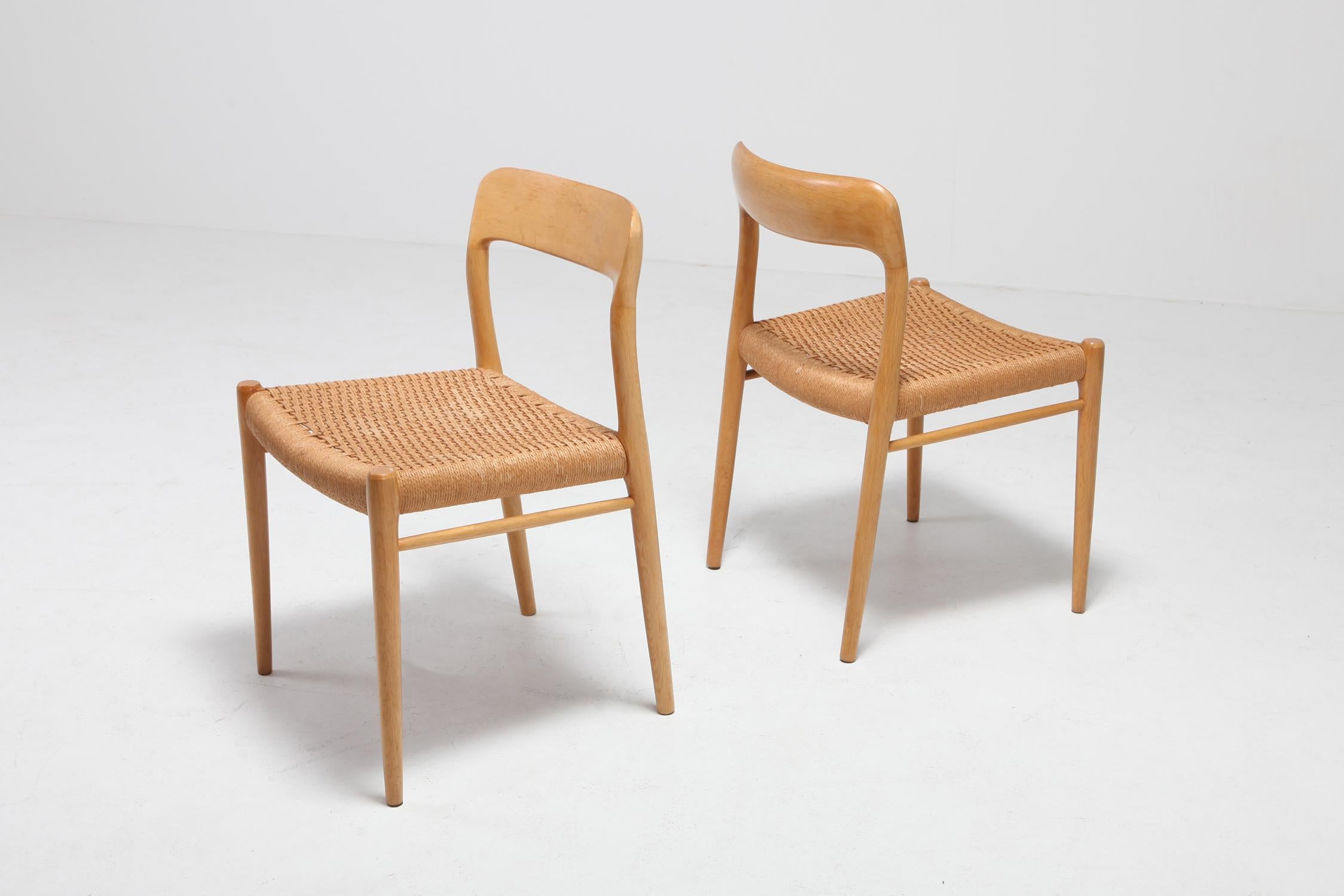 20th Century Scandinavian Modern Chairs in Oak by N.O. Möller for J.L. Moller