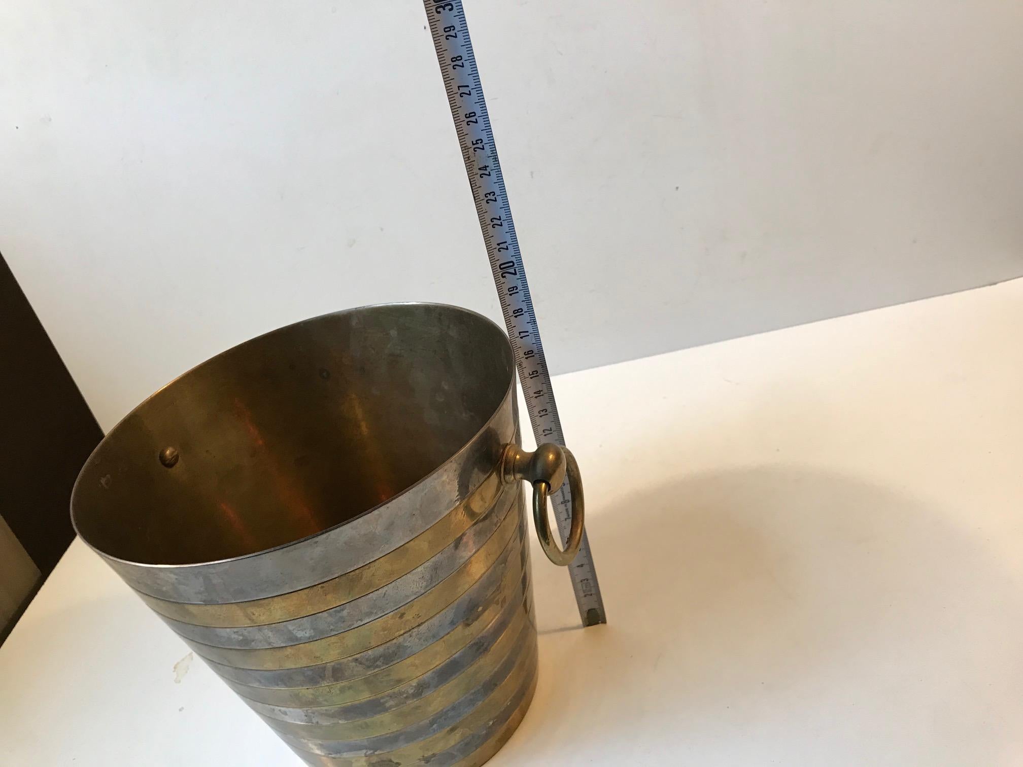 Scandinavian Modern Champagne Ice Bucket in Brass and Silver Plate, 1960s 3