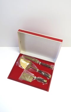 Cubiertos modernos escandinavos para queso y carne Juego de palisandro y latón