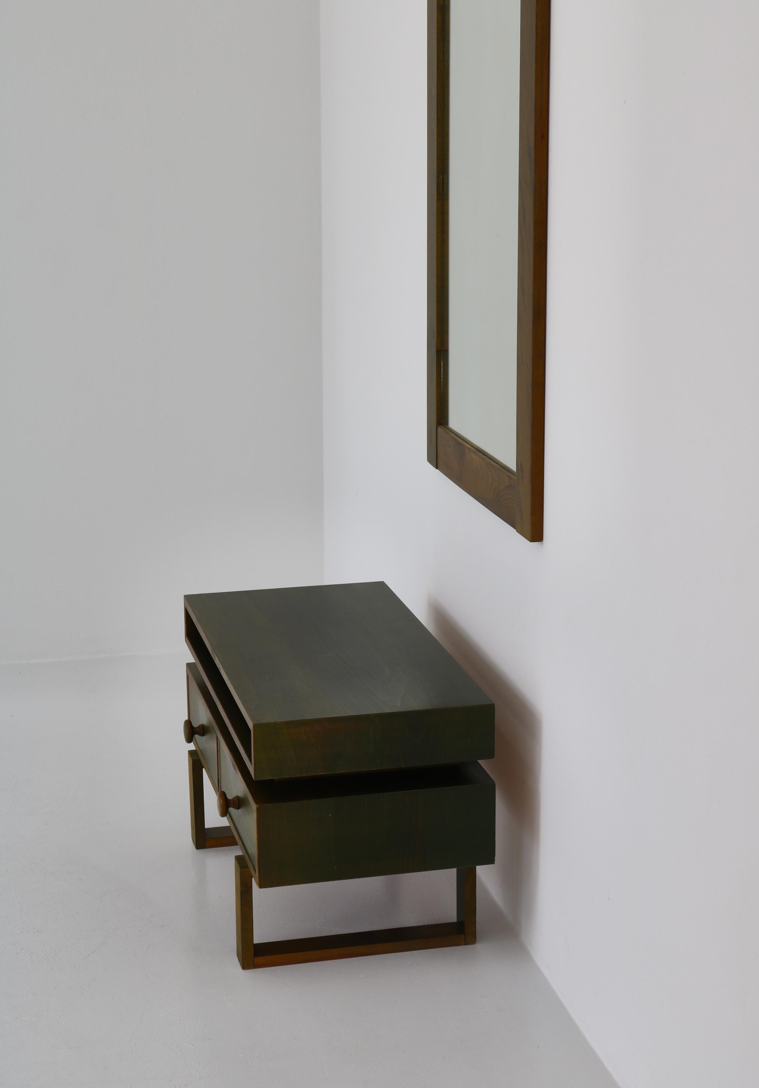 Scandinavian Modern Chest & Mirror in Green Stained Pinewood, Denmark, 1970s For Sale 8