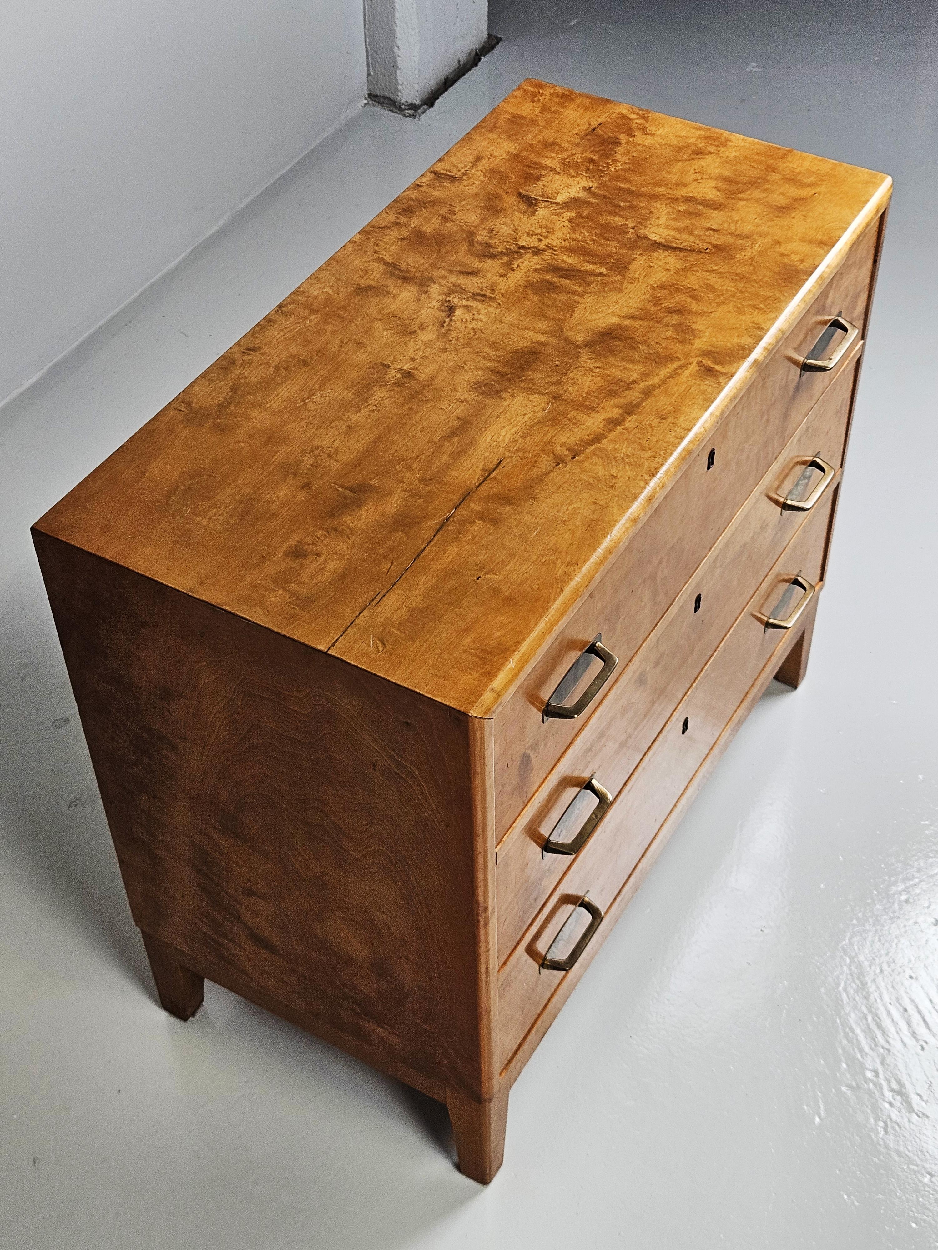 Brass Scandinavian modern chest of drawers, Sweden, 1950s For Sale