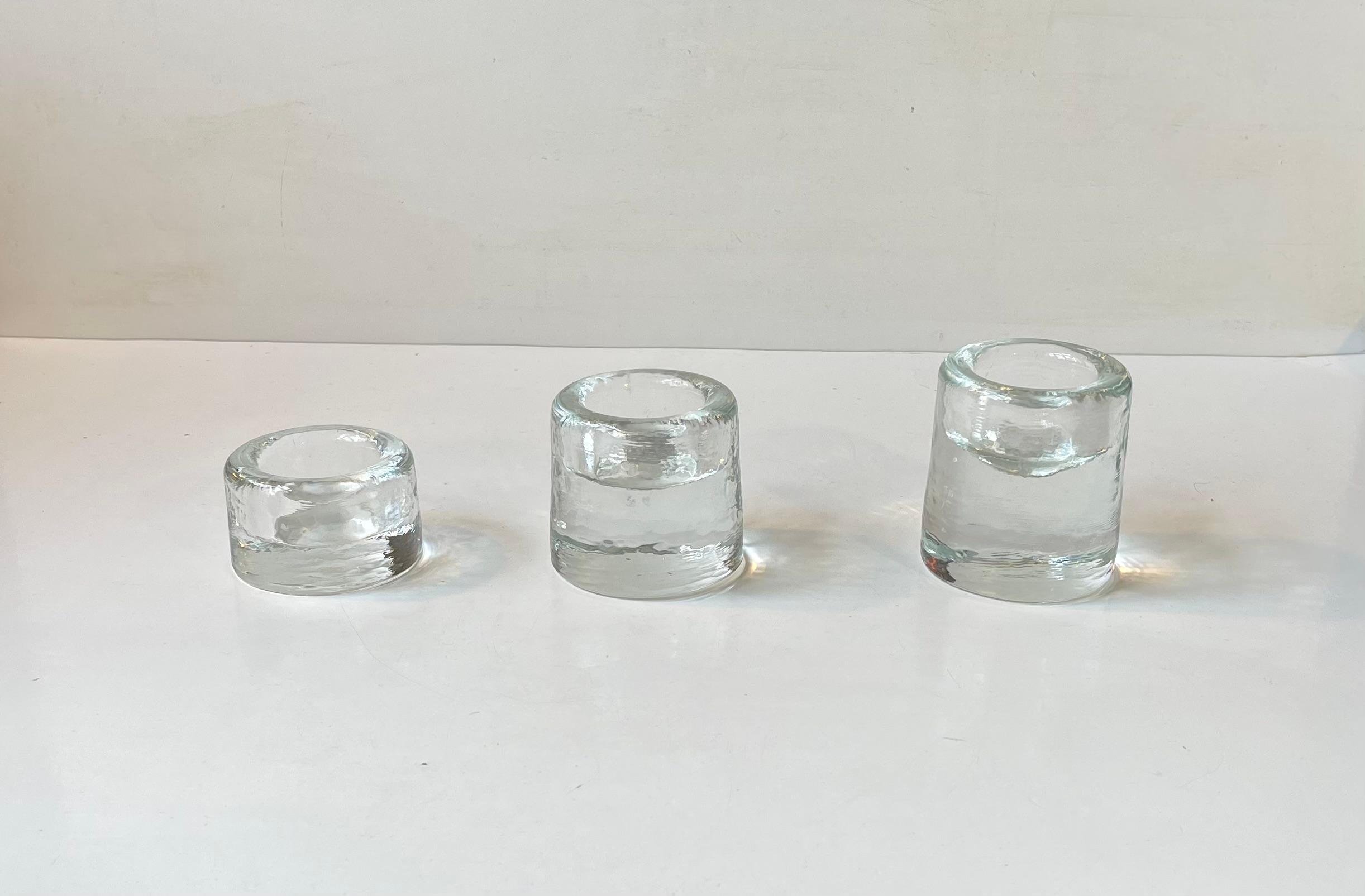 Scandinavian Modern Chimney Ice Glass Candleholders In Good Condition For Sale In Esbjerg, DK