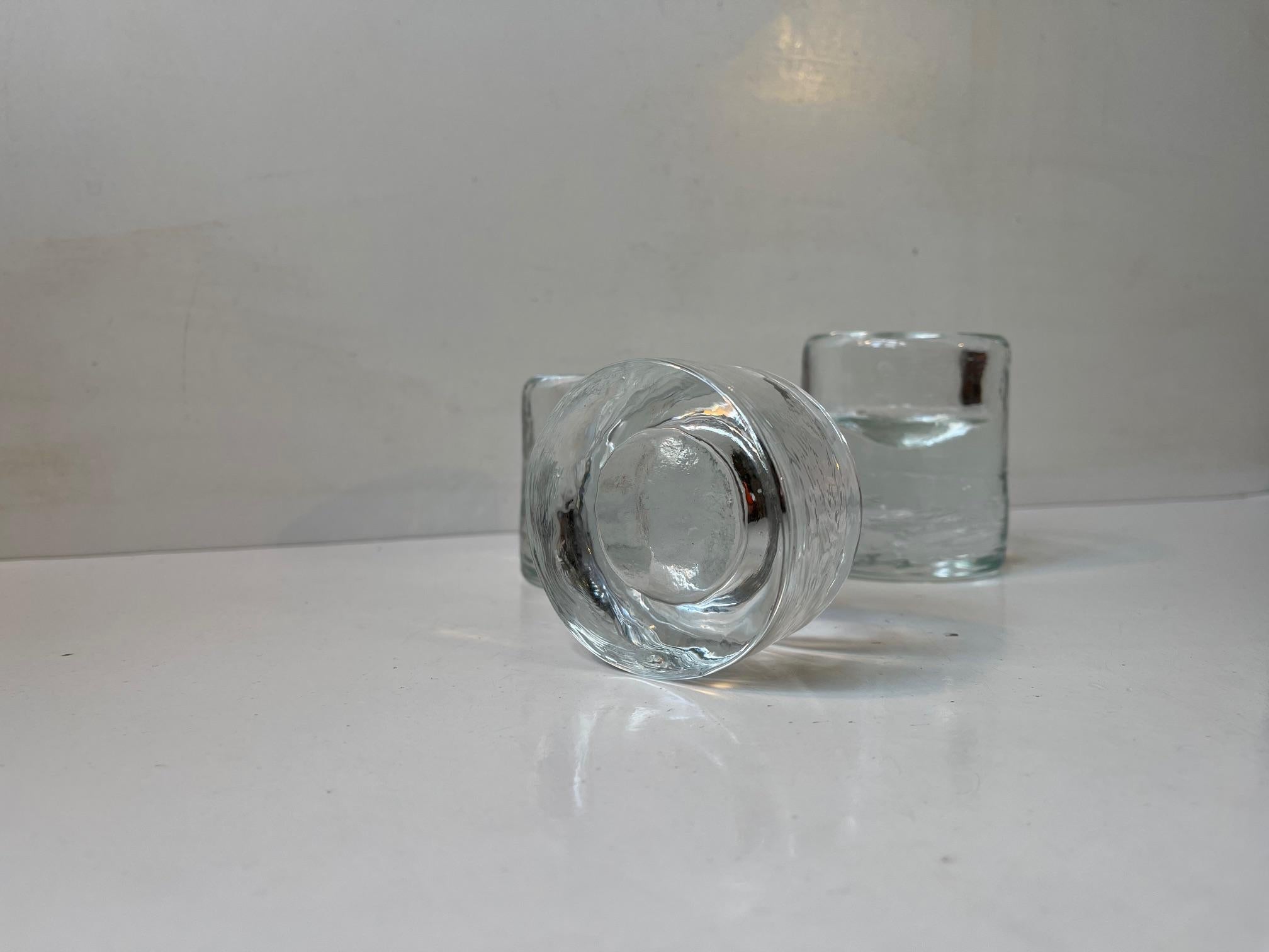 Scandinavian Modern Chimney Ice Glass Candleholders For Sale 1