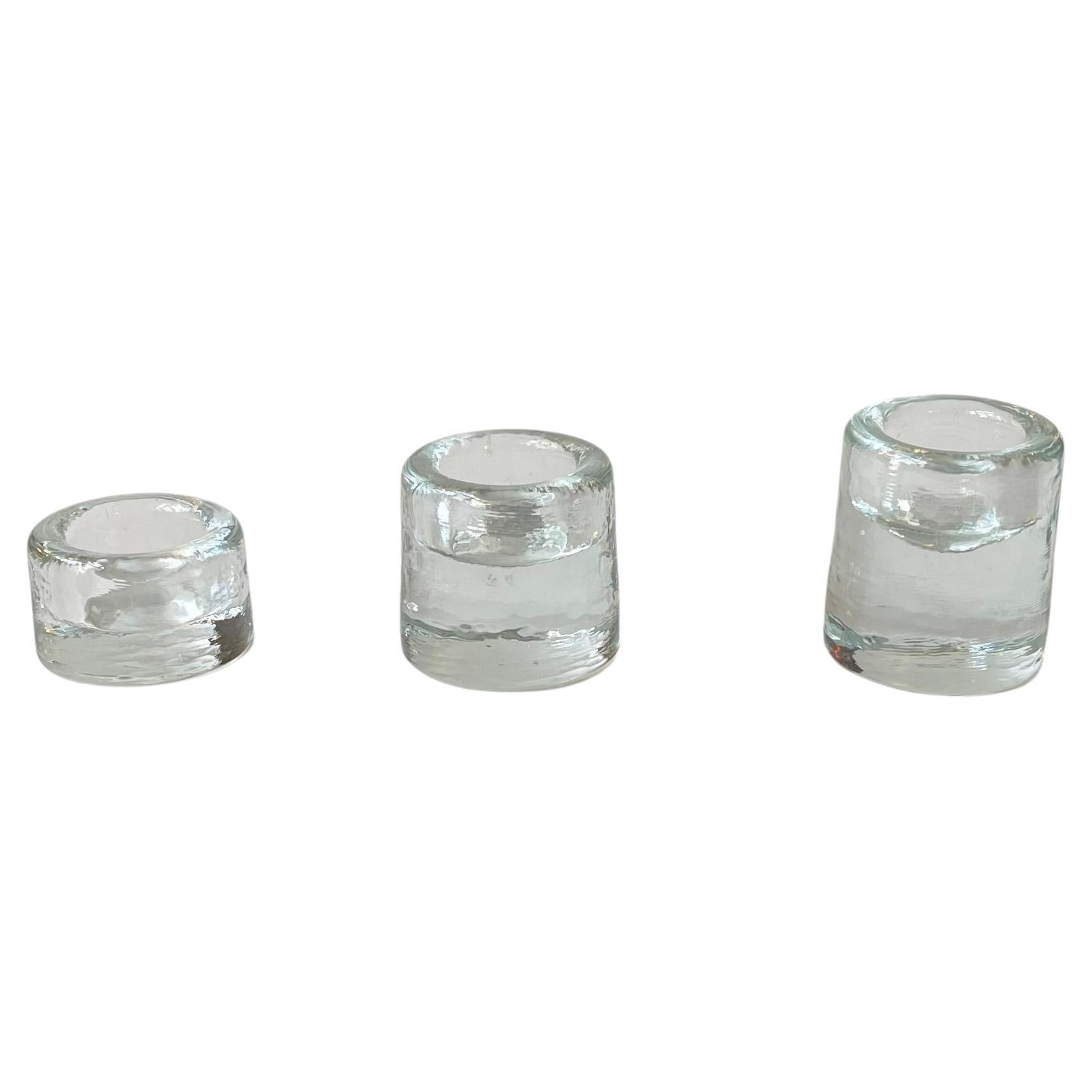Scandinavian Modern Chimney Ice Glass Candleholders For Sale