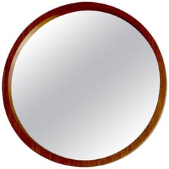 Scandinavian Modern Circular Teak Wall Mirror