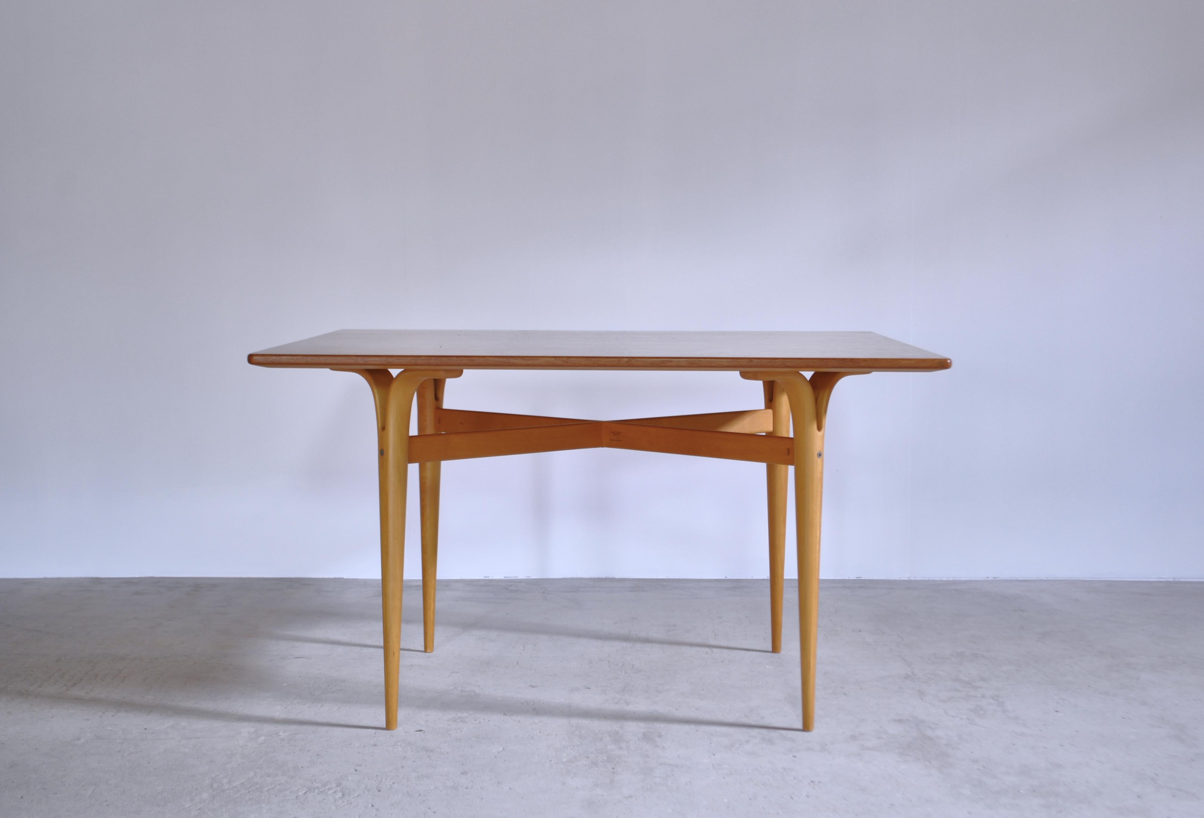 Birch Scandinavian Modern Cleft-Leg Table by Bruno Mathsson for Karl Mathsson, 1961
