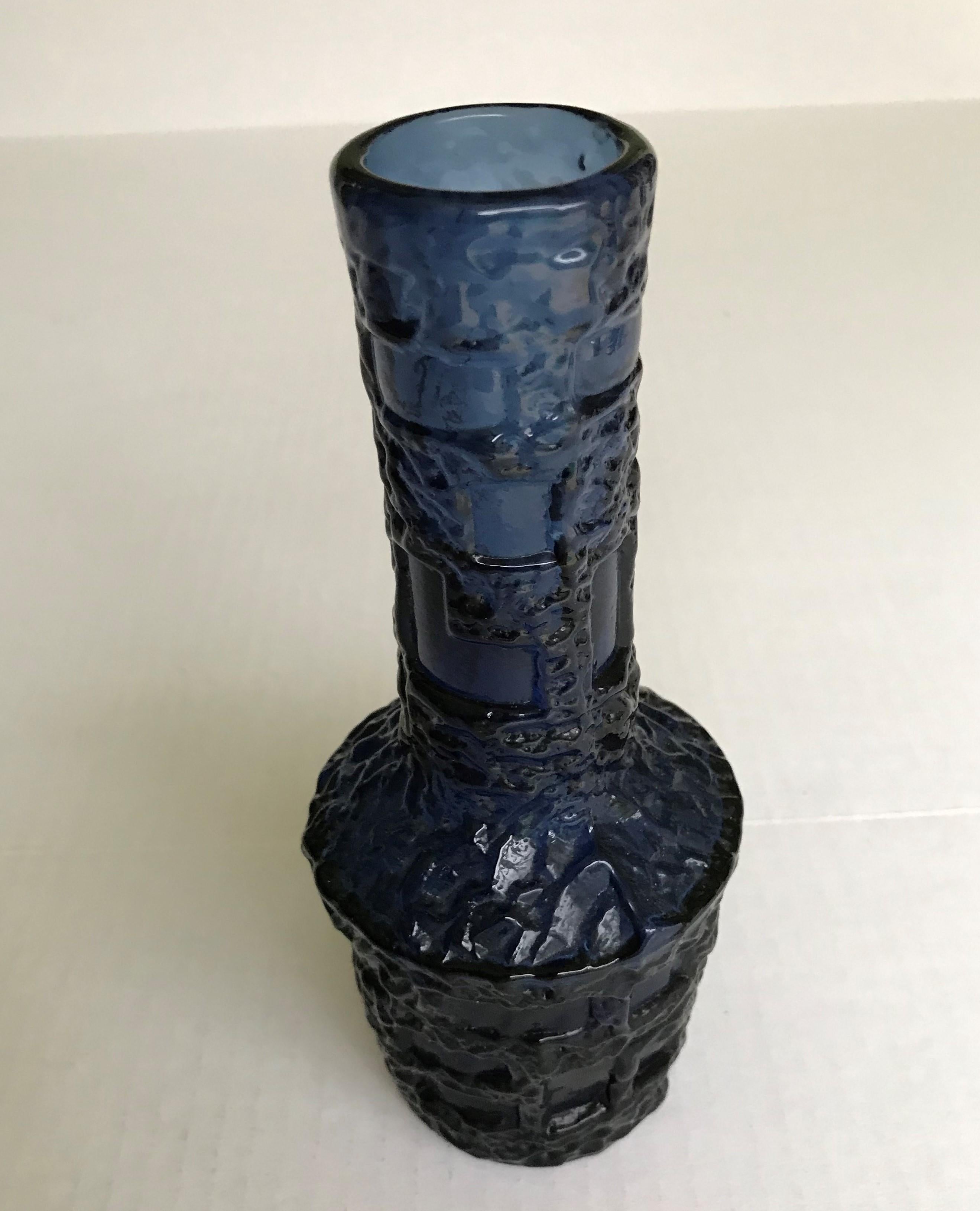 Mid-Century Modern Scandinavian Modern Cobalt Blue Brutalist Vase, Göte Augustsson Ruda Sweden 1960
